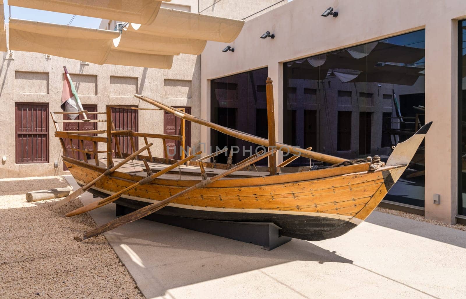 Reconstruction of Dhow in the Al Shindagha district and museum in Bur Dubai