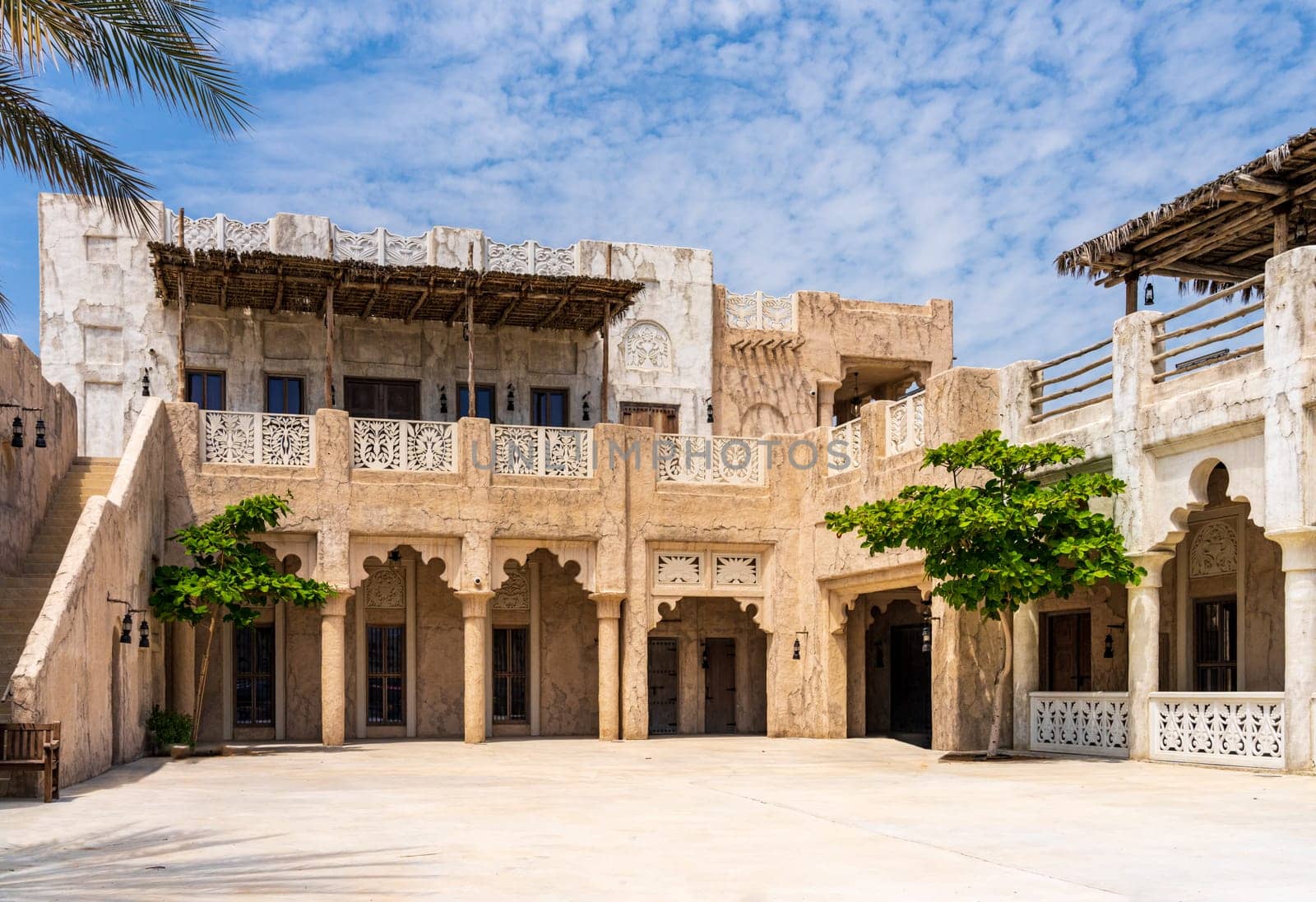 Wide courtyard in front of a traditional house along the Creek in the Al Shindagha district in Bur Dubai