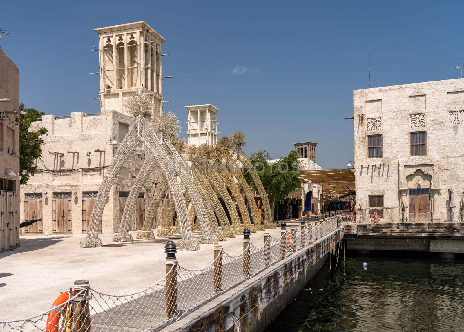 Entrance to the souk in the Old city of Dubai along Al Seef boardwalk during Ramadan