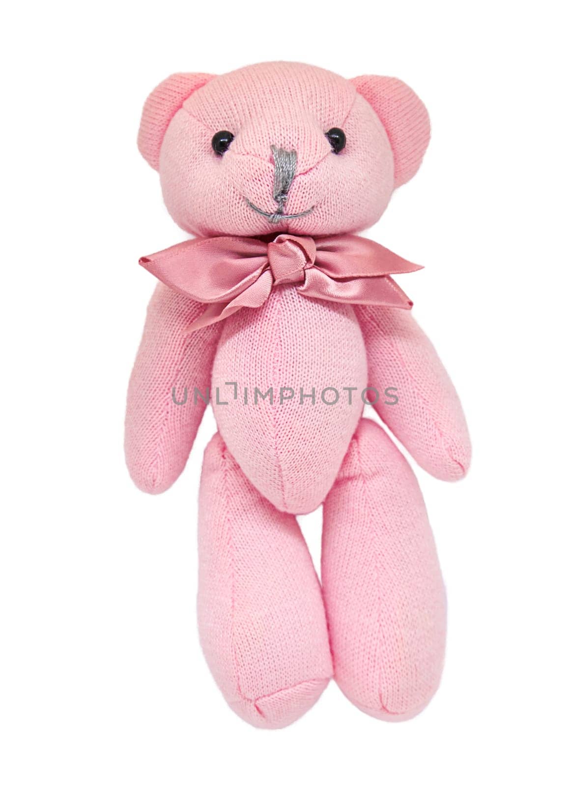 Teddy bear pink isolate on a white background. Selective focus. Baby.