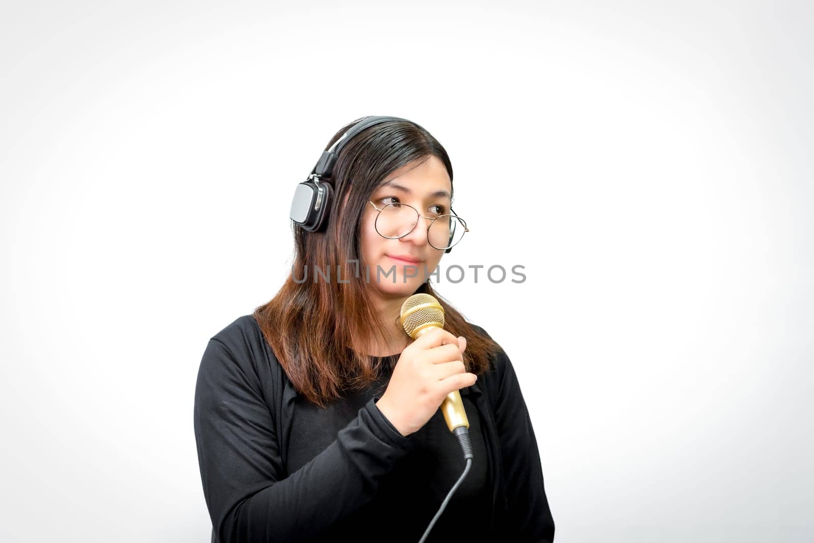 Woman (LGBTQ) singer sing a song with microphone by NongEngEng