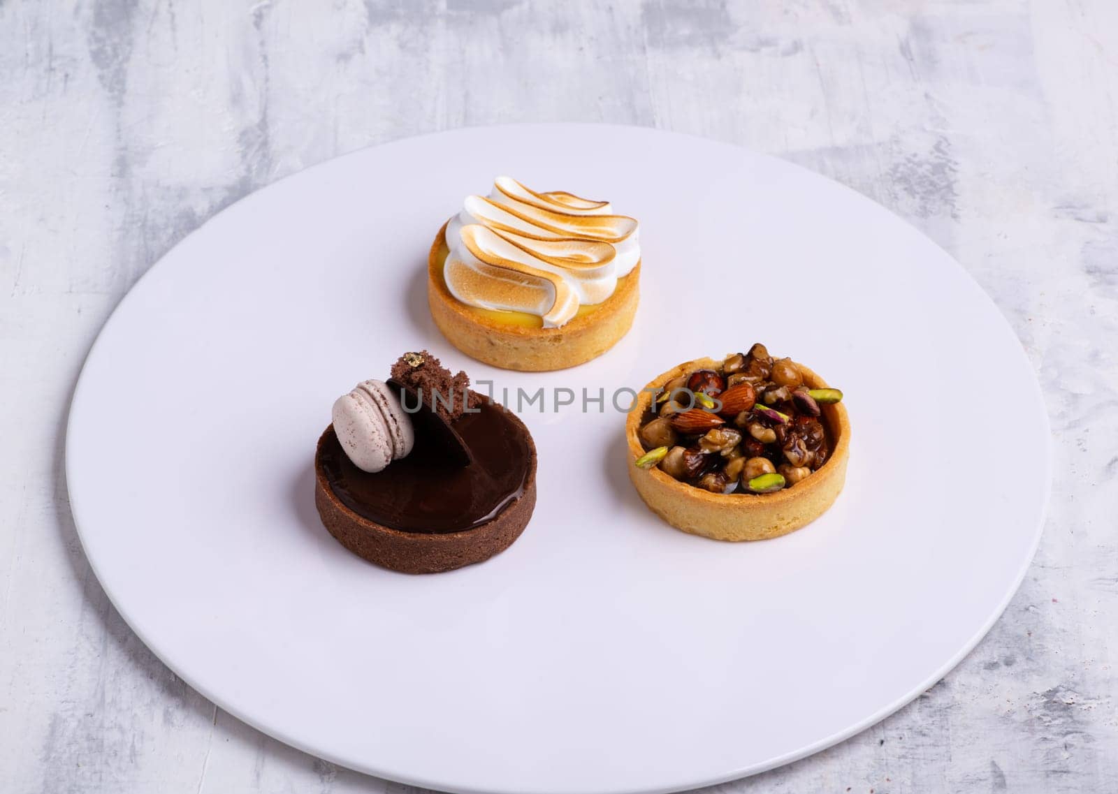 A three pieces of cakes isolated on a white background