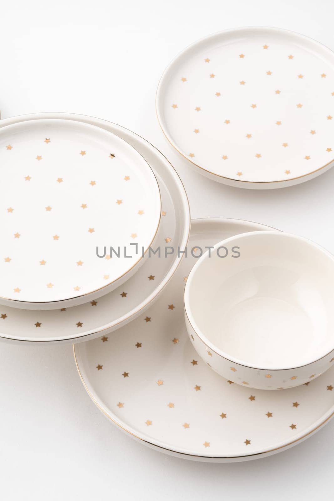 A set of ceramic tableware isolated on white background by A_Karim