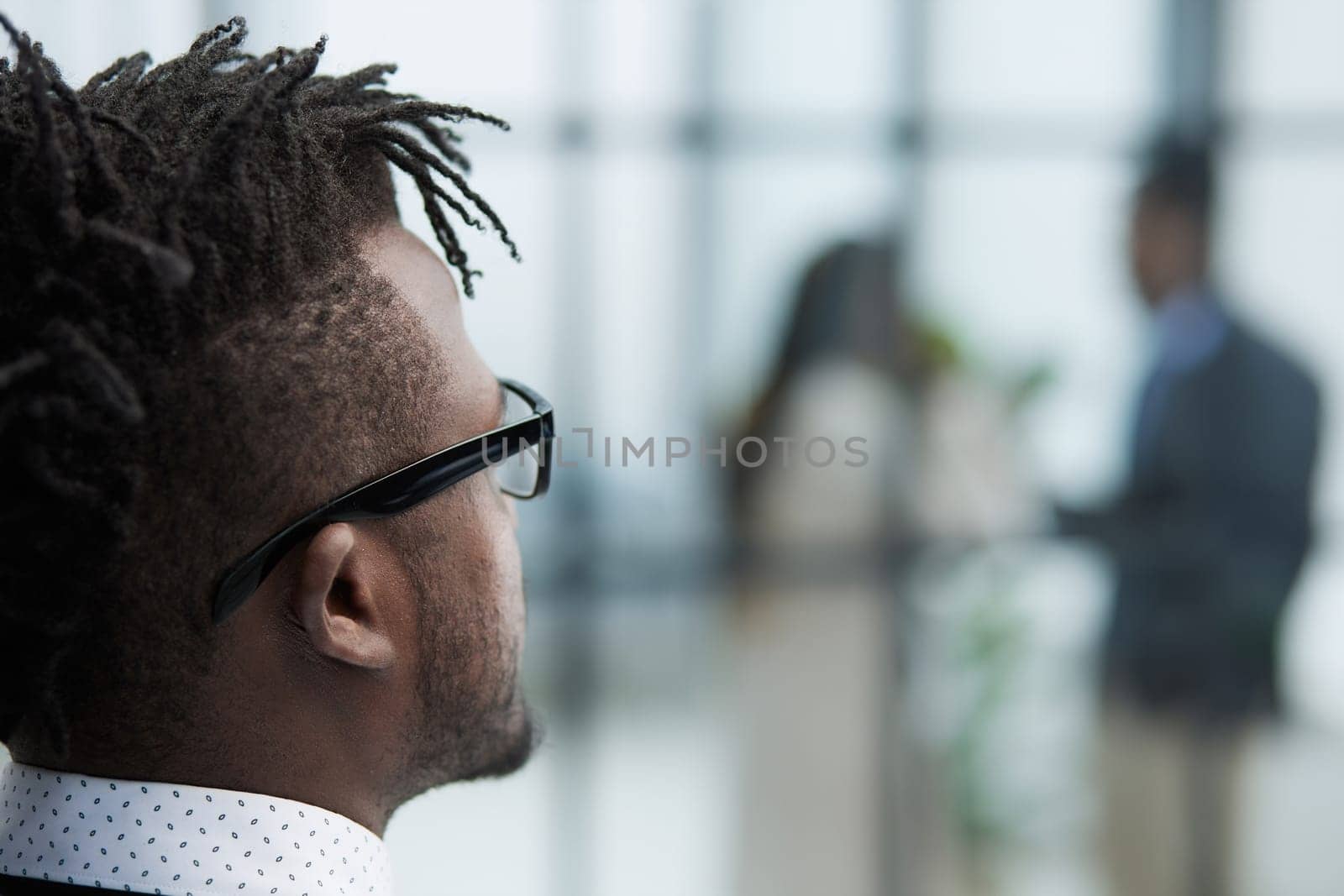 Silhouette portrait of man with his back looking away