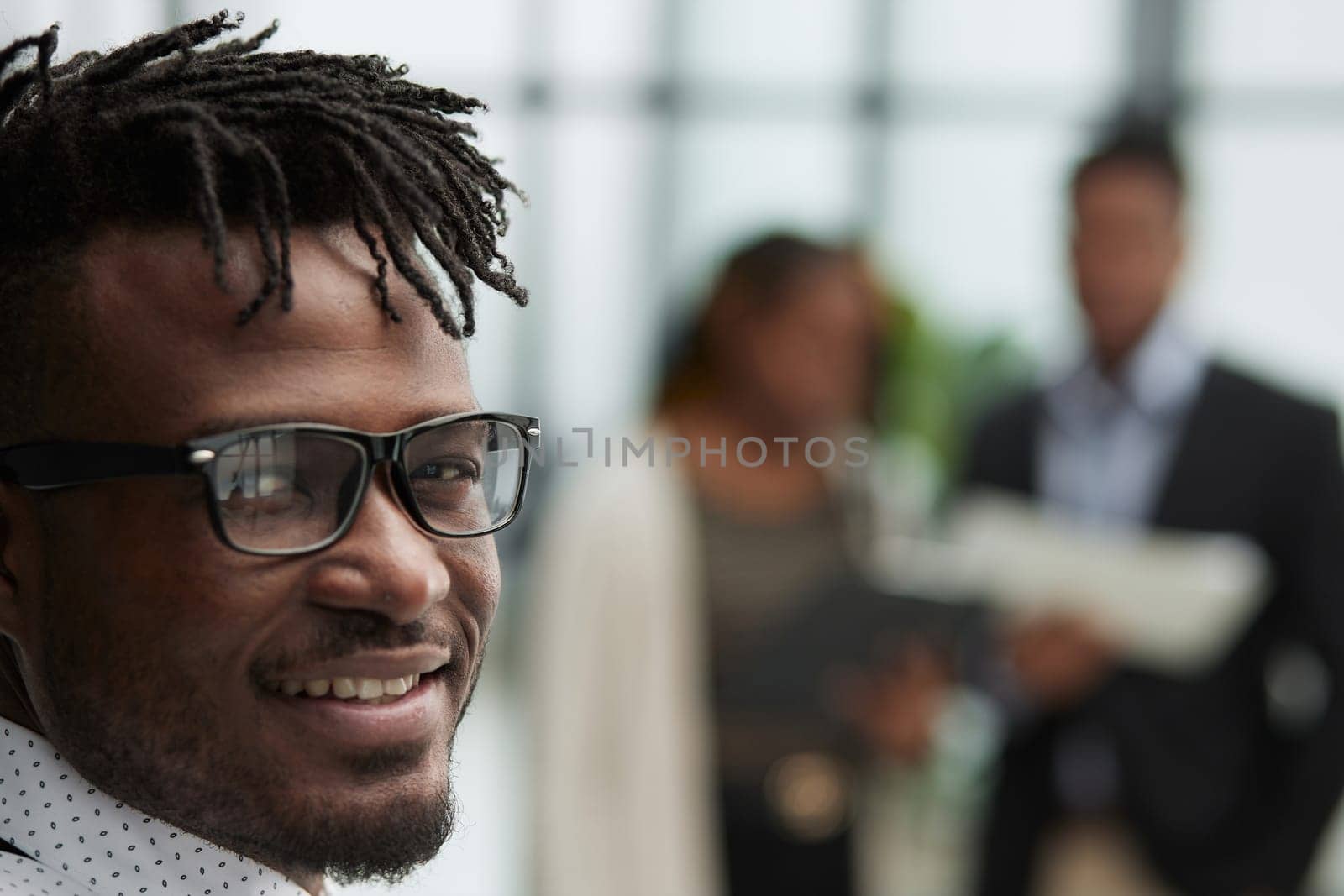 Portrait African American single bachelor male. Successful millennial wellbeing person concept