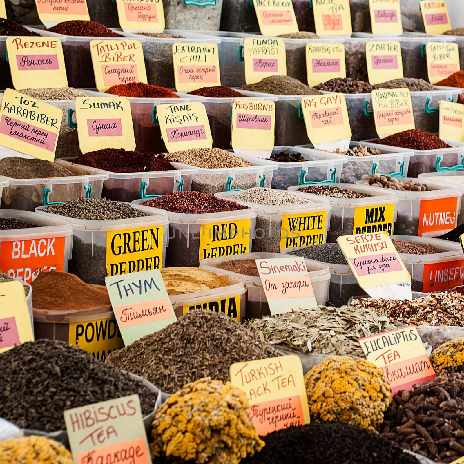 the colors, the aromas and the atmosphere of the Turgutris market in Turkey