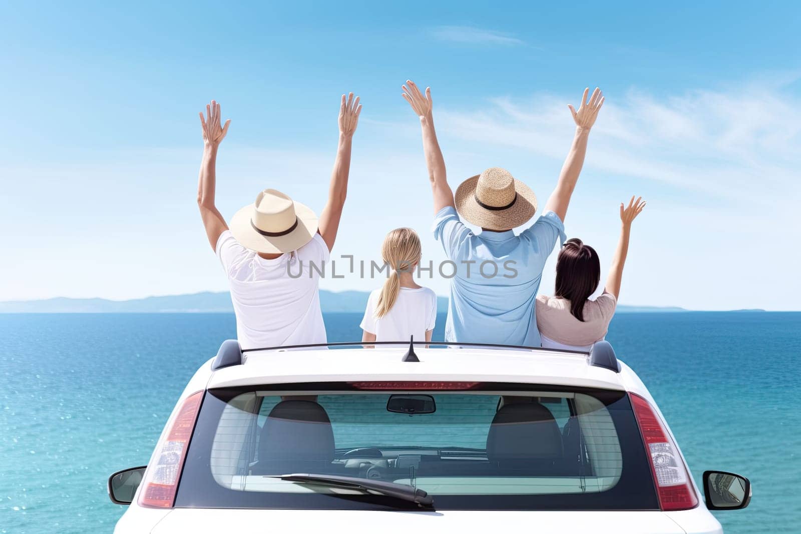 Family summer vacation. Summer holidays and car travel concept