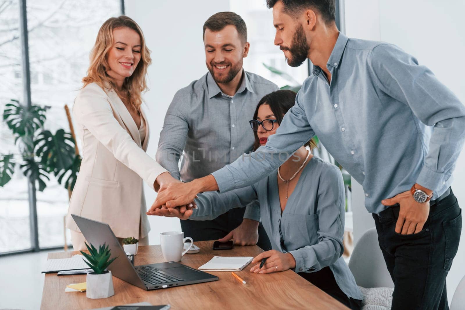 Internet connection by using laptop. Group of business people that working on the project in the office.