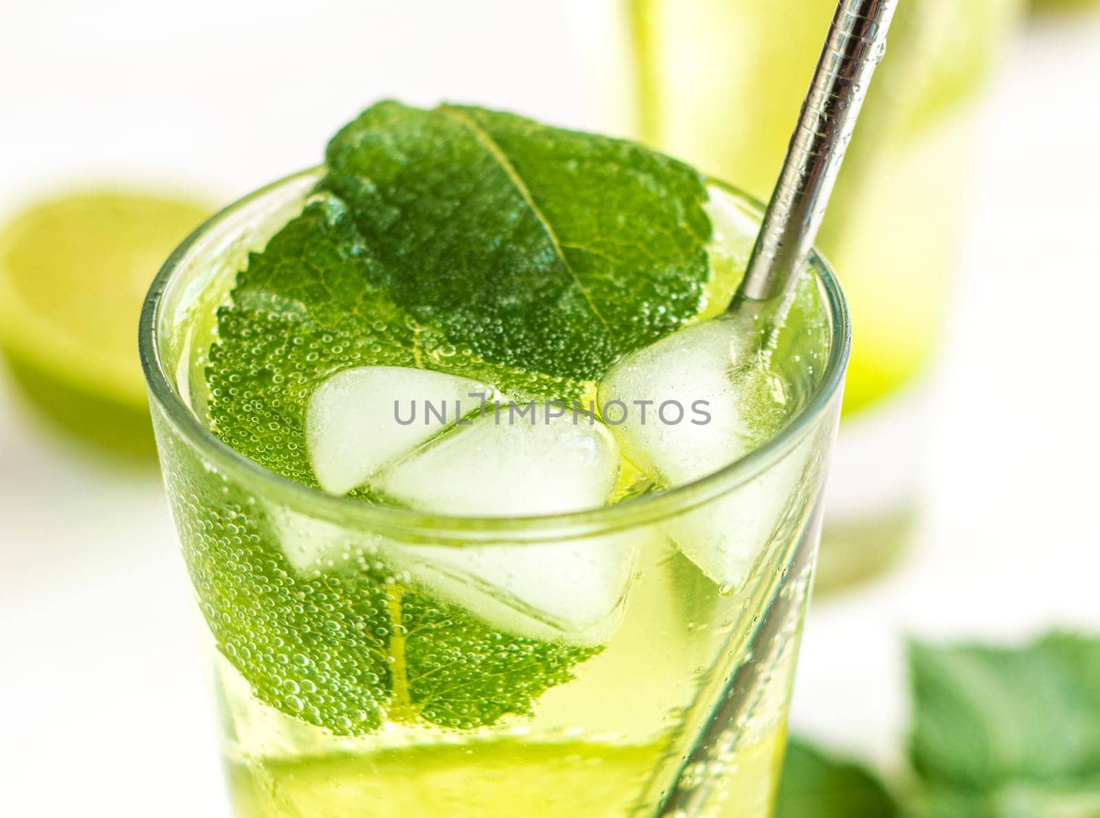 Mojito summer refreshing cocktail with ice and mint. High quality photo