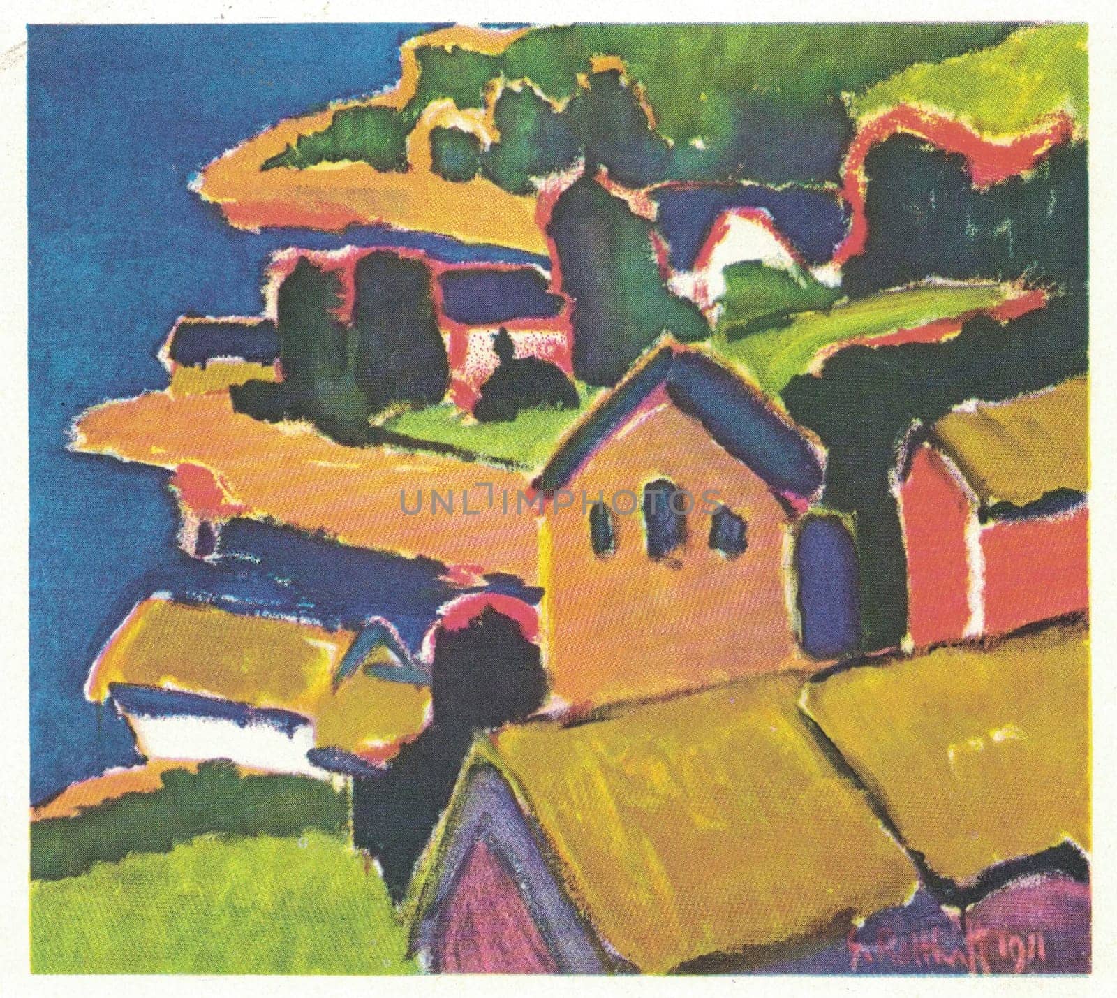 CARL SCHMIDT-ROTTLUFF: COUNTRYSIDE, 1911. Countryside at Lofthus. Oil by Karl Schmidt-Rottluff. by roman_nerud