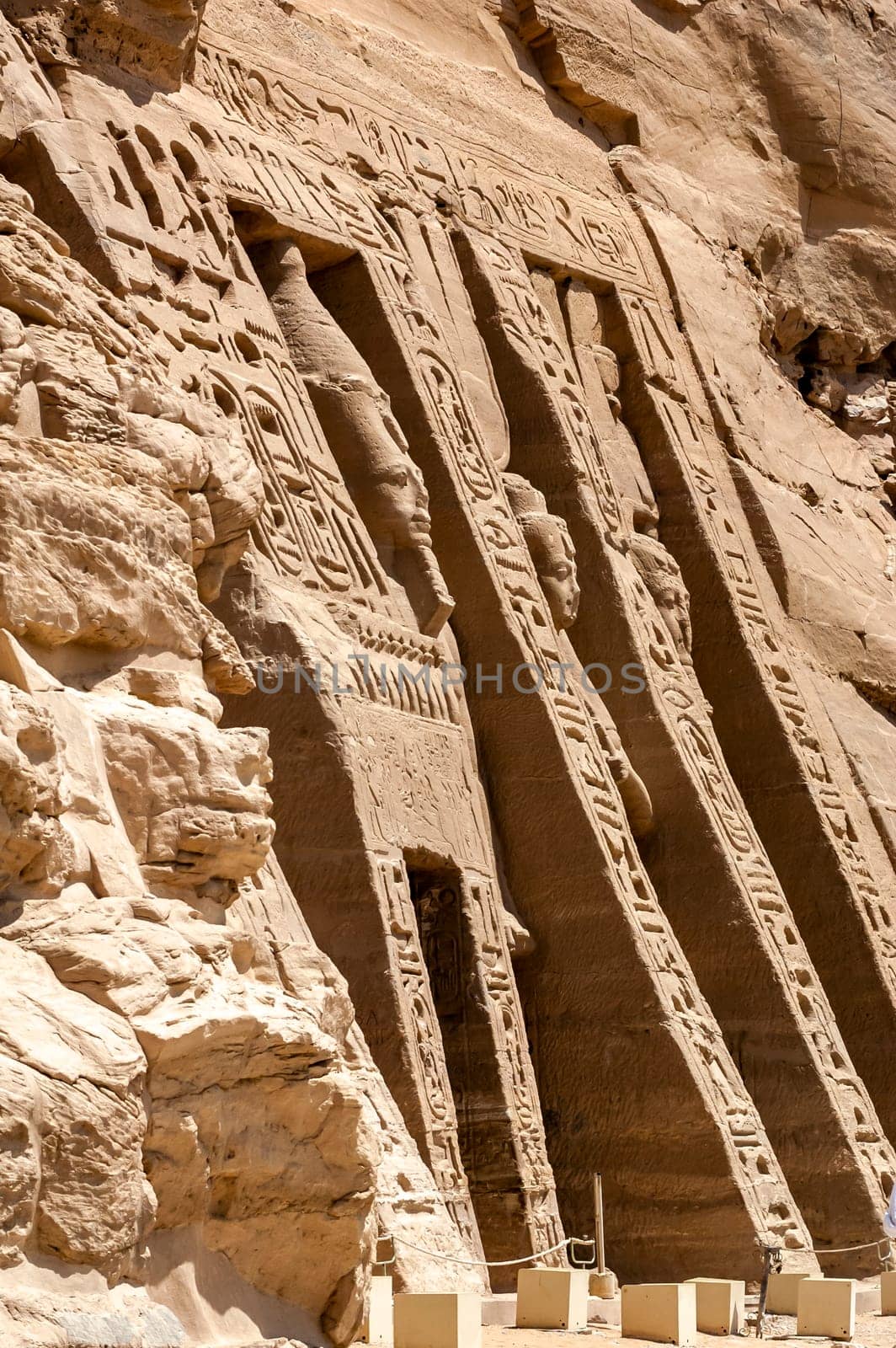 Abu Simbel, Aswan, Egypt - April 18 2008: The Hathor temple of the archaeological site of Abu Simbel, Aswan, Egypt