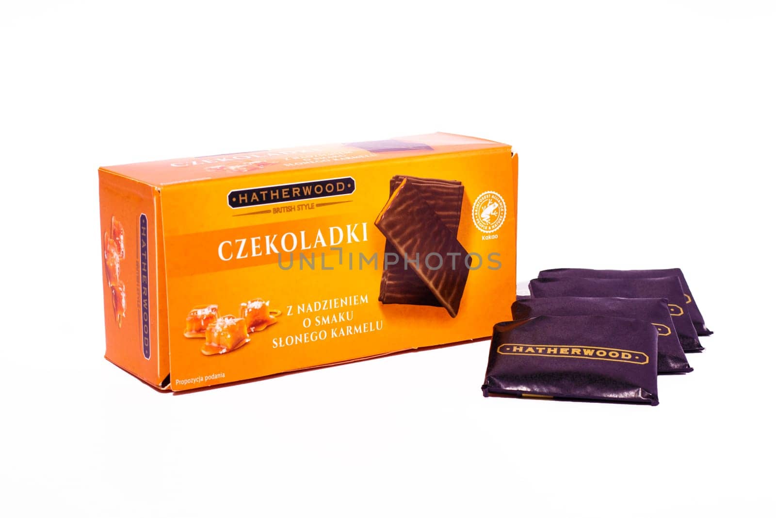 Ukraine, Khmelnitsky 29.03.2023. Polish chocolates with salted caramel. Sweets by Suietska