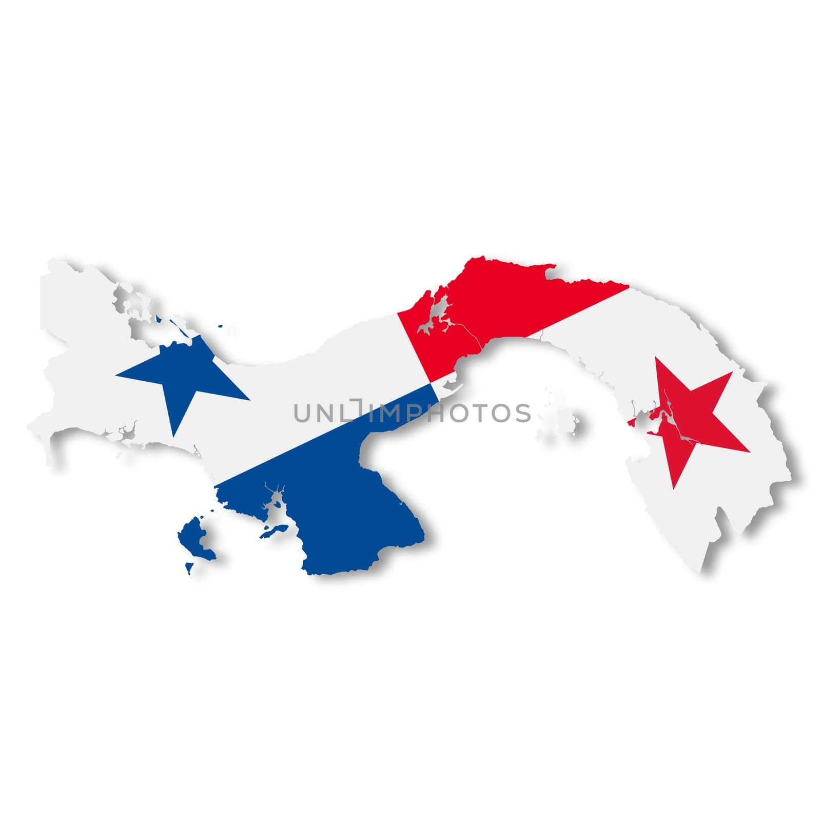 A Panama map on white background with clipping path 3d illustration