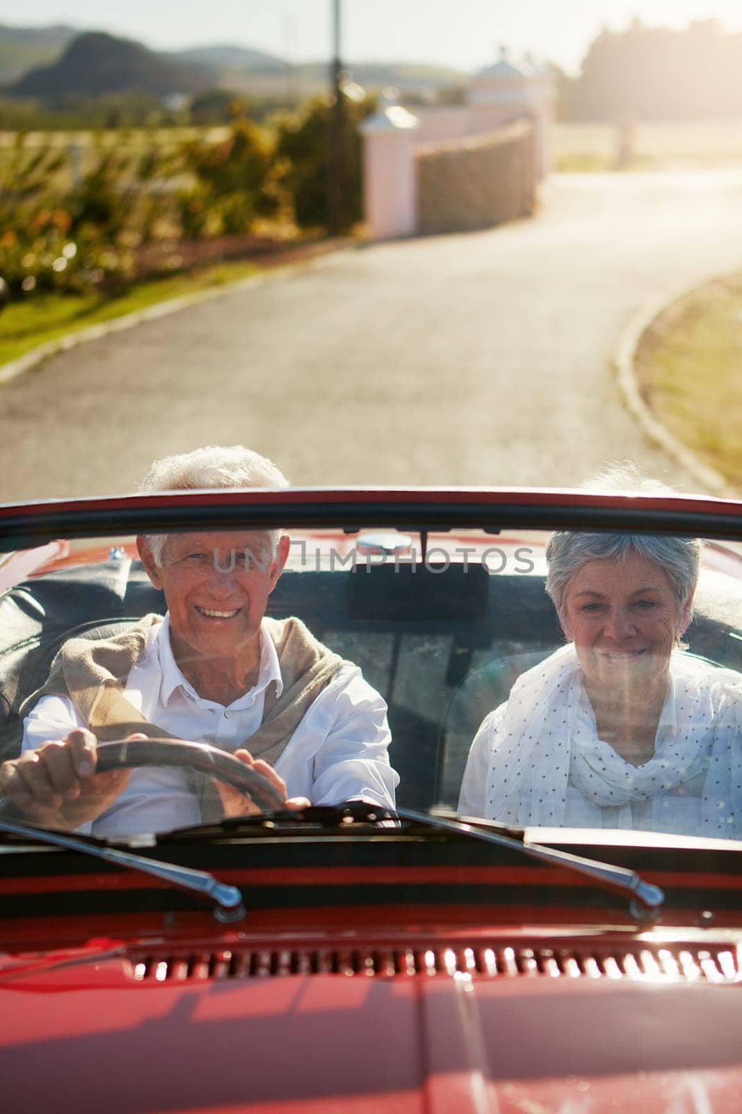 Time is a great teacher. a senior couple going on a road trip