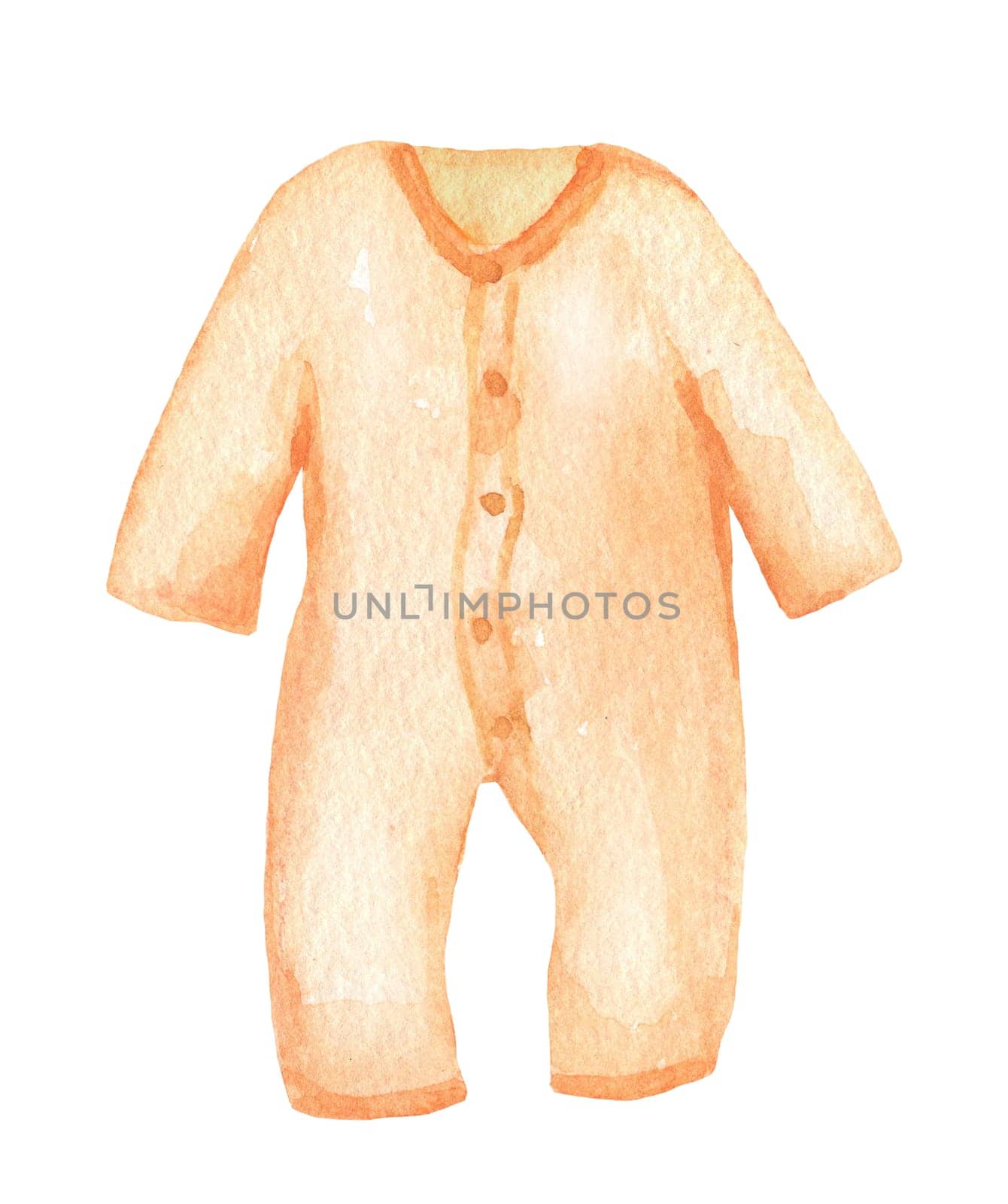 Infant cute bodysuit illustration. Watercolor sketch Baby clothes isolated on white by ElenaPlatova