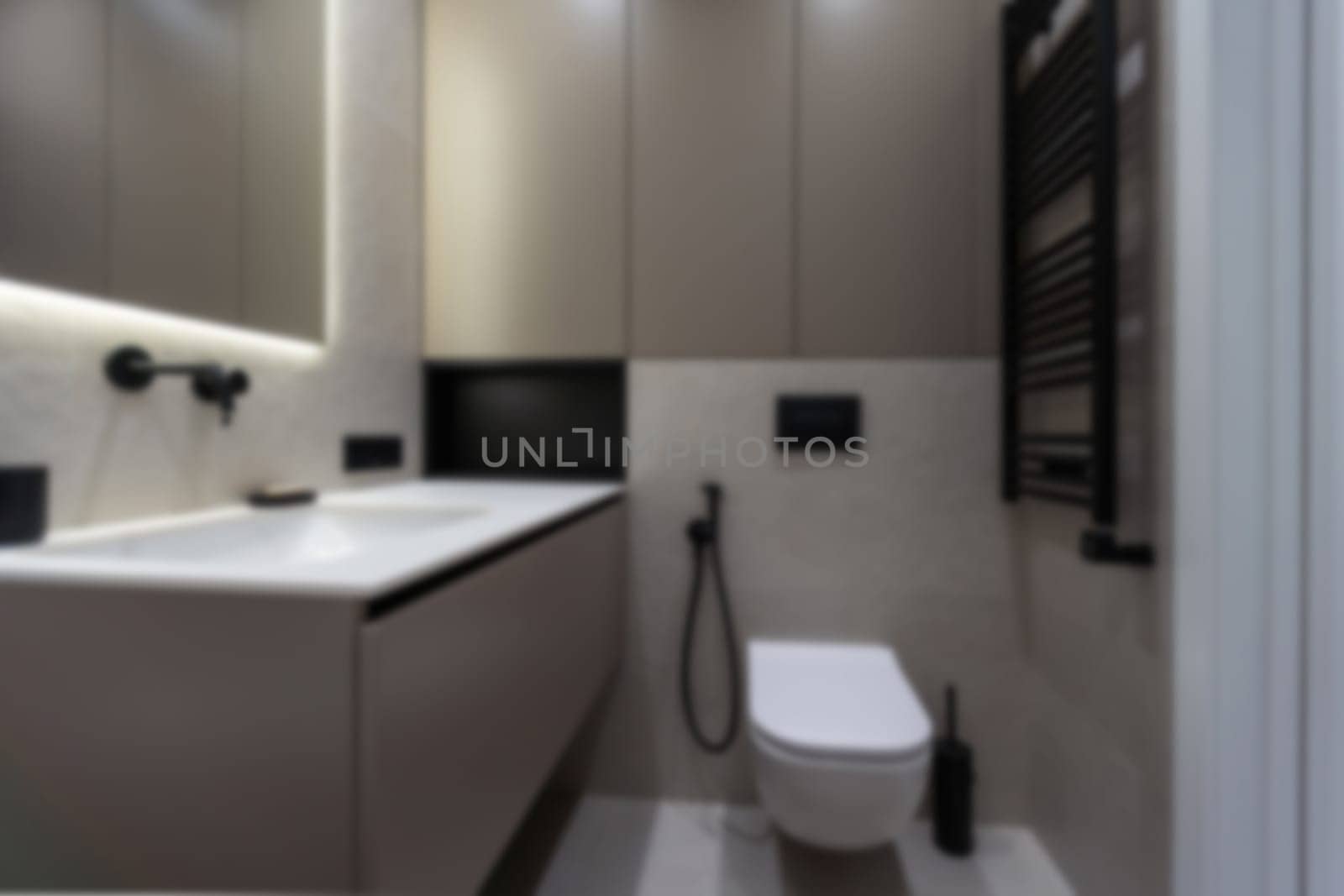 Abstract blur bathroom interior for background. High quality photo