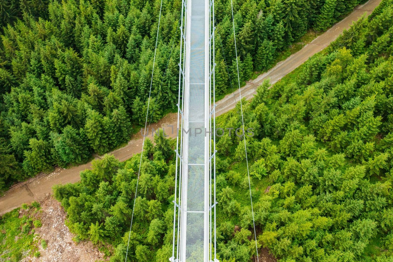 Top view of suspension Sky Bridge 721, Dolni Morava, Czech Republic.
