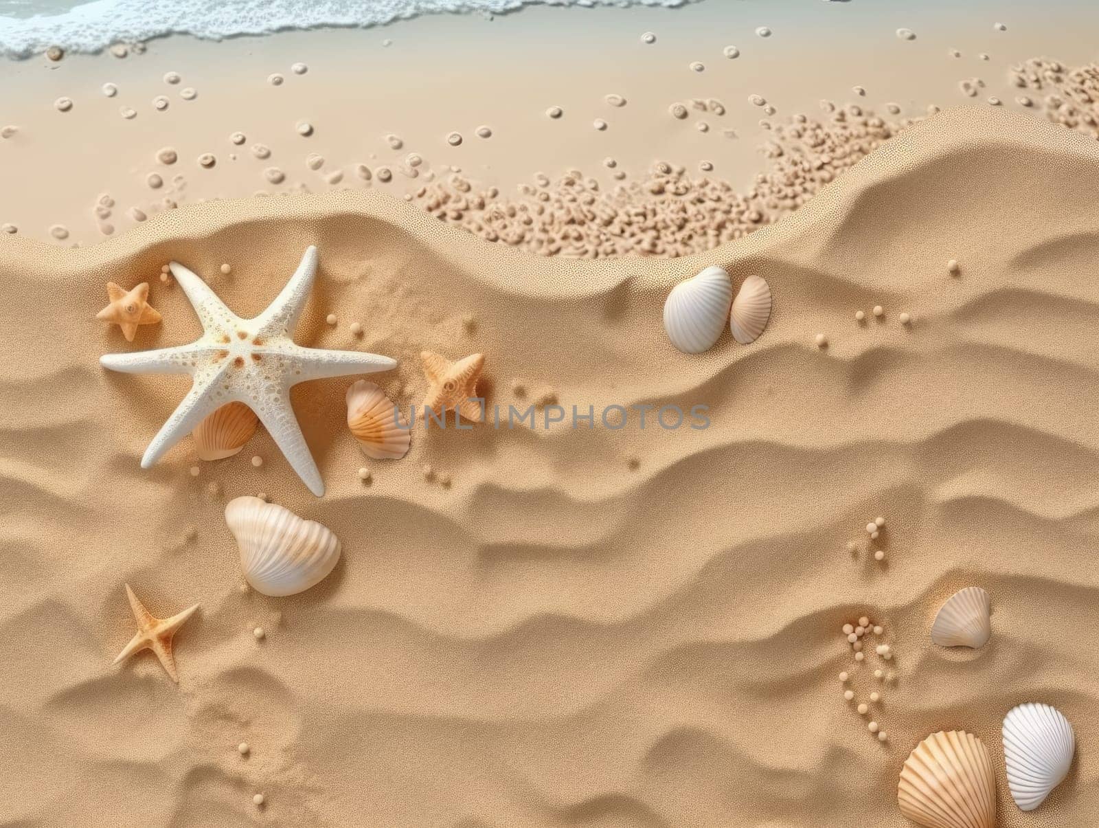 Top view of beach and sea background. Generative AI by nateemee