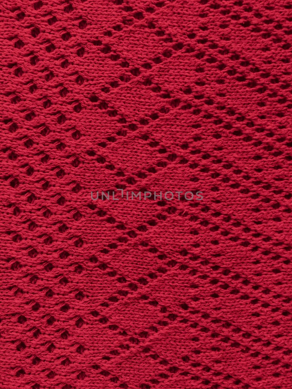 Christmas Knitted Texture. Organic Woven Design. Fiber Jacquard Thread Material. Xmas Knitting Pattern. Abstract Weave Plaid. Macro Scandinavian Embroidery. Red Xmas Knitted Background.