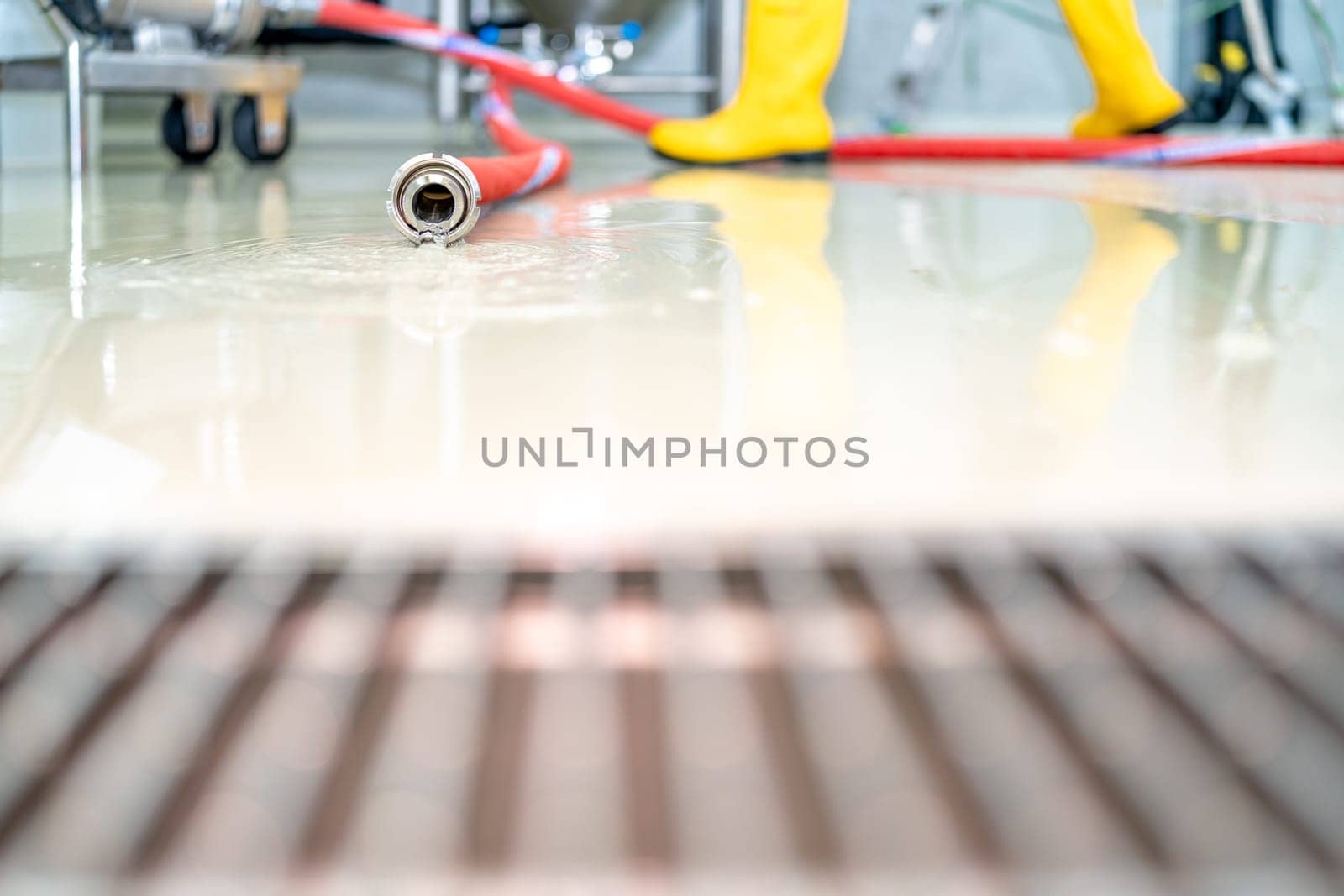 draining water from a boiler in a factory in food production.