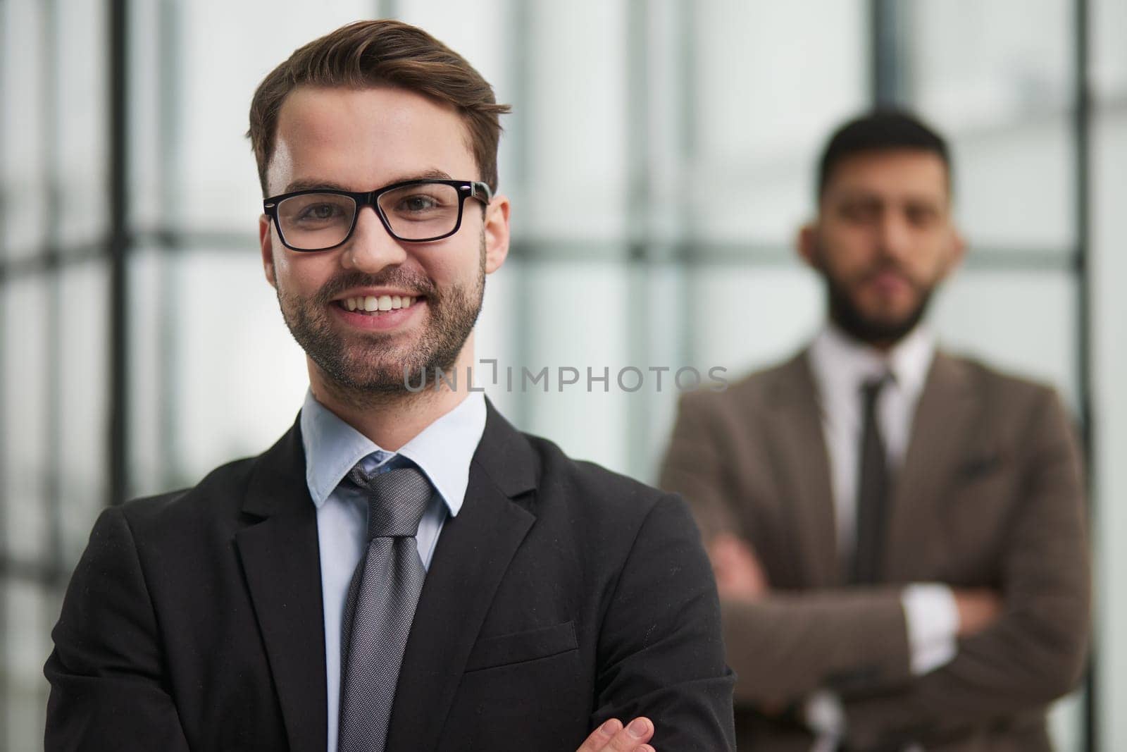 Close up photo portrait of successful and happy businessman,