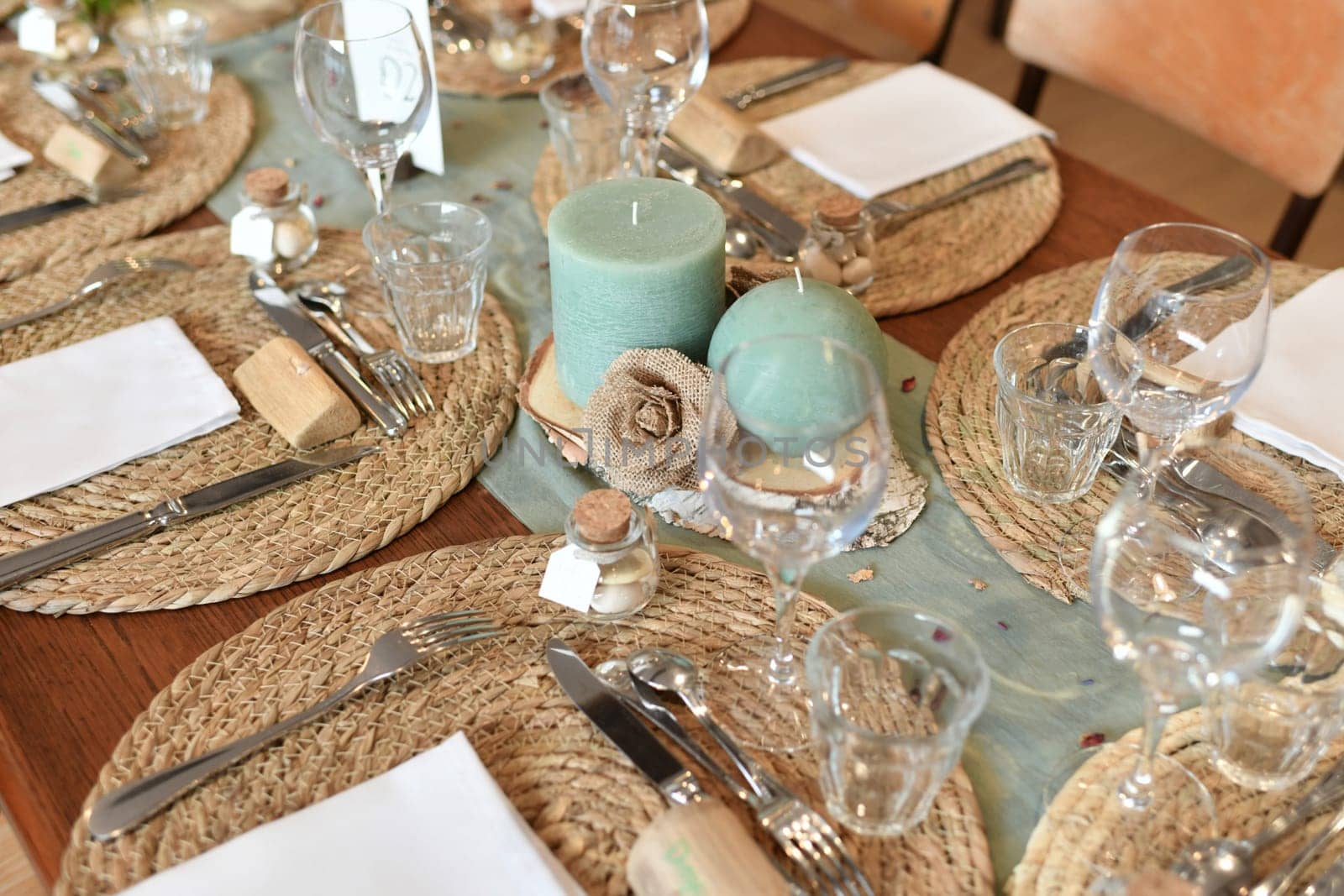 Wedding table decoration.Wedding rustic style.