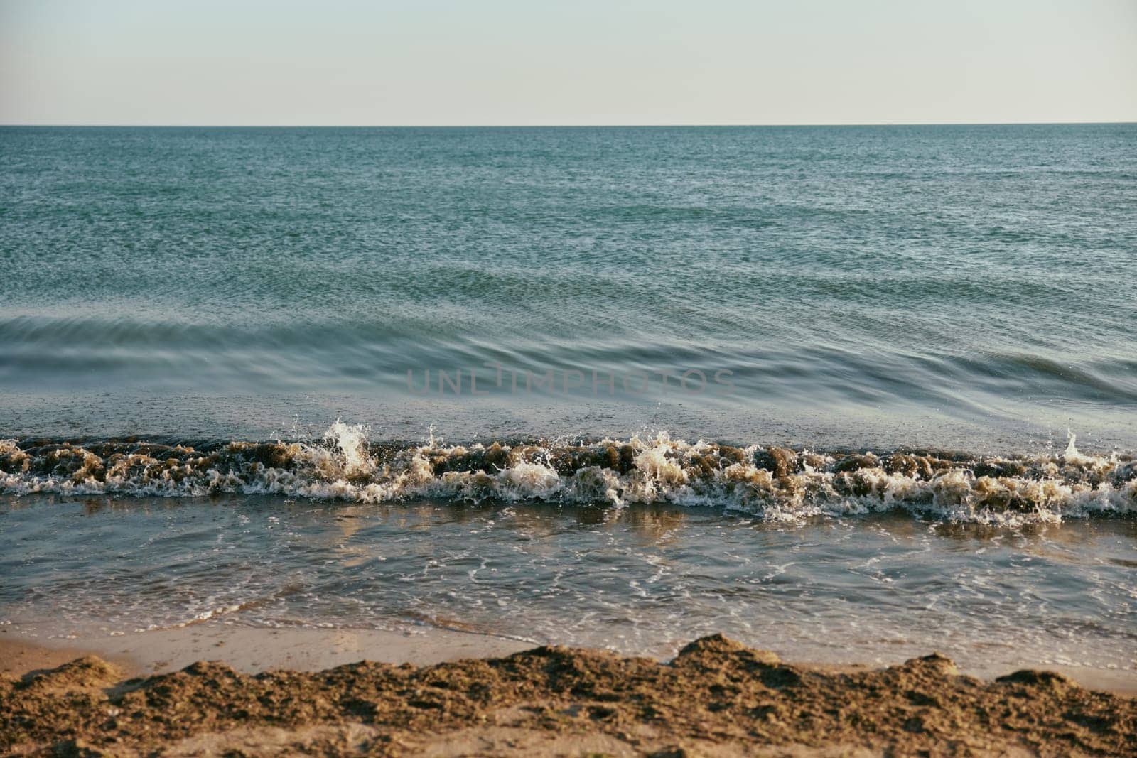 seascape in calm, sunny weather at sunset. High quality photo