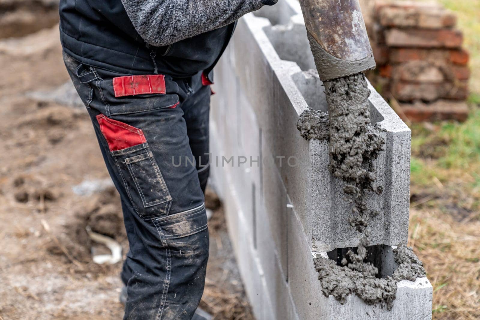 concreting of the foundation of a new building under construction. High quality photo