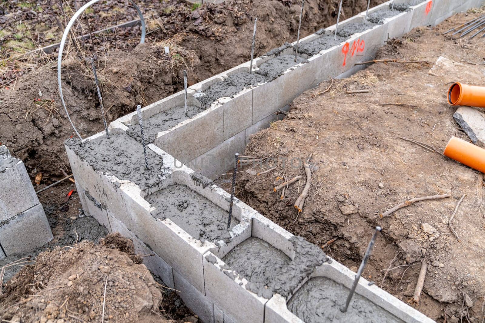 concreting of the foundation of a new building under construction. High quality photo