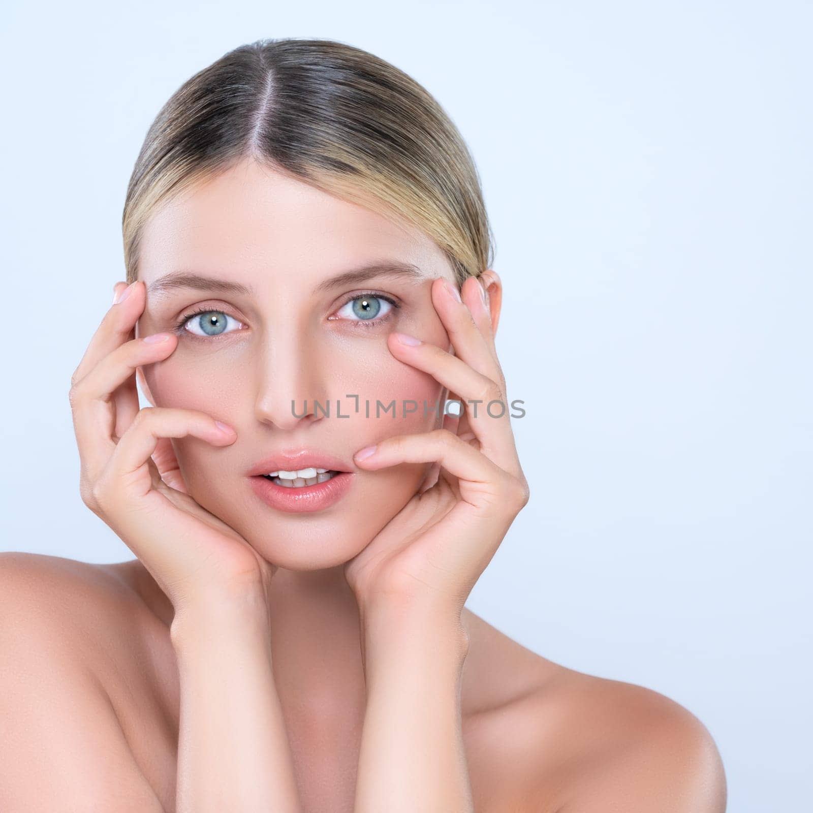 Alluring beautiful woman with perfect smooth and clean skin portrait. by biancoblue