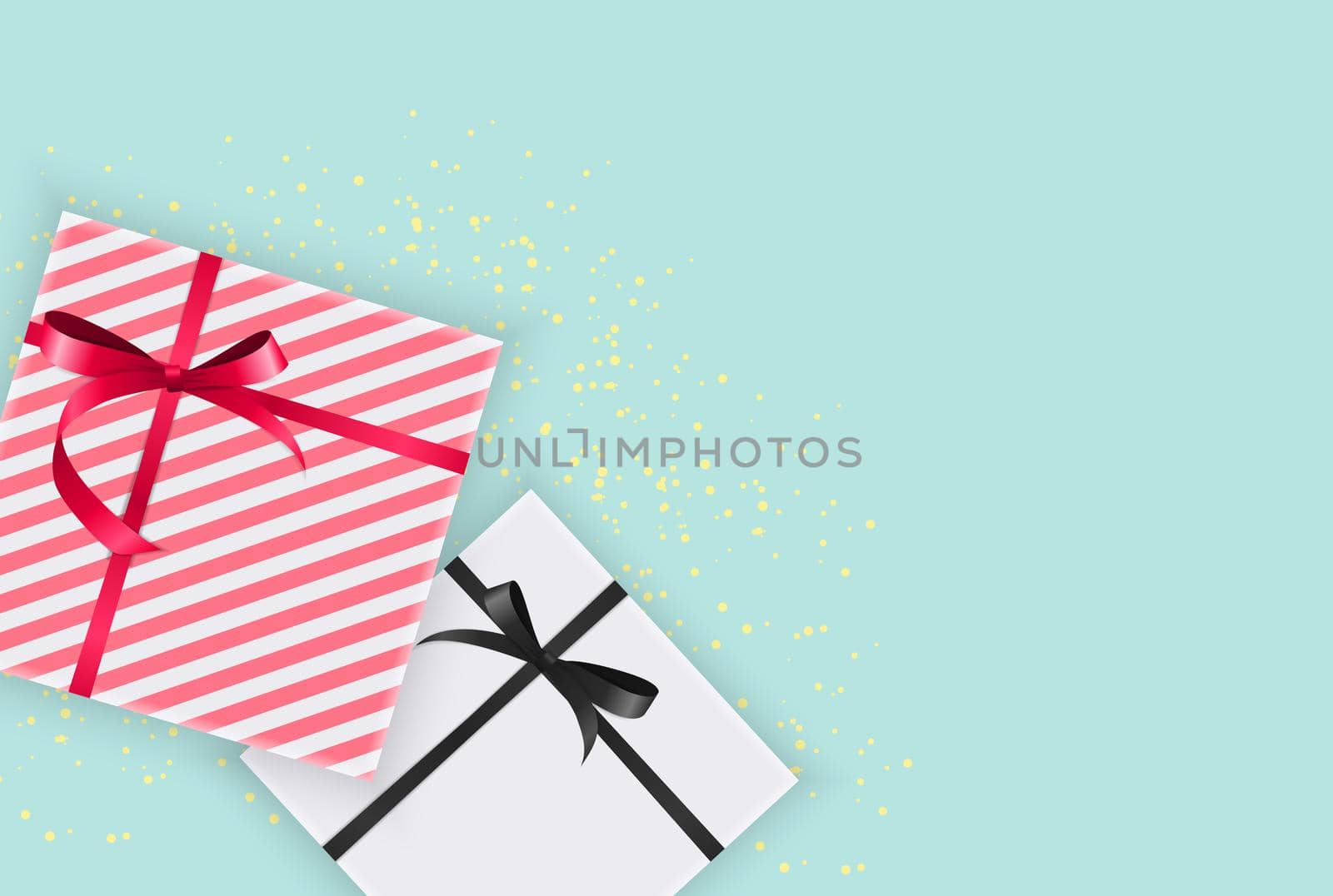 Abstract Christmas and New Year Gift Box on Blue Background. Vector Illustration EPS10