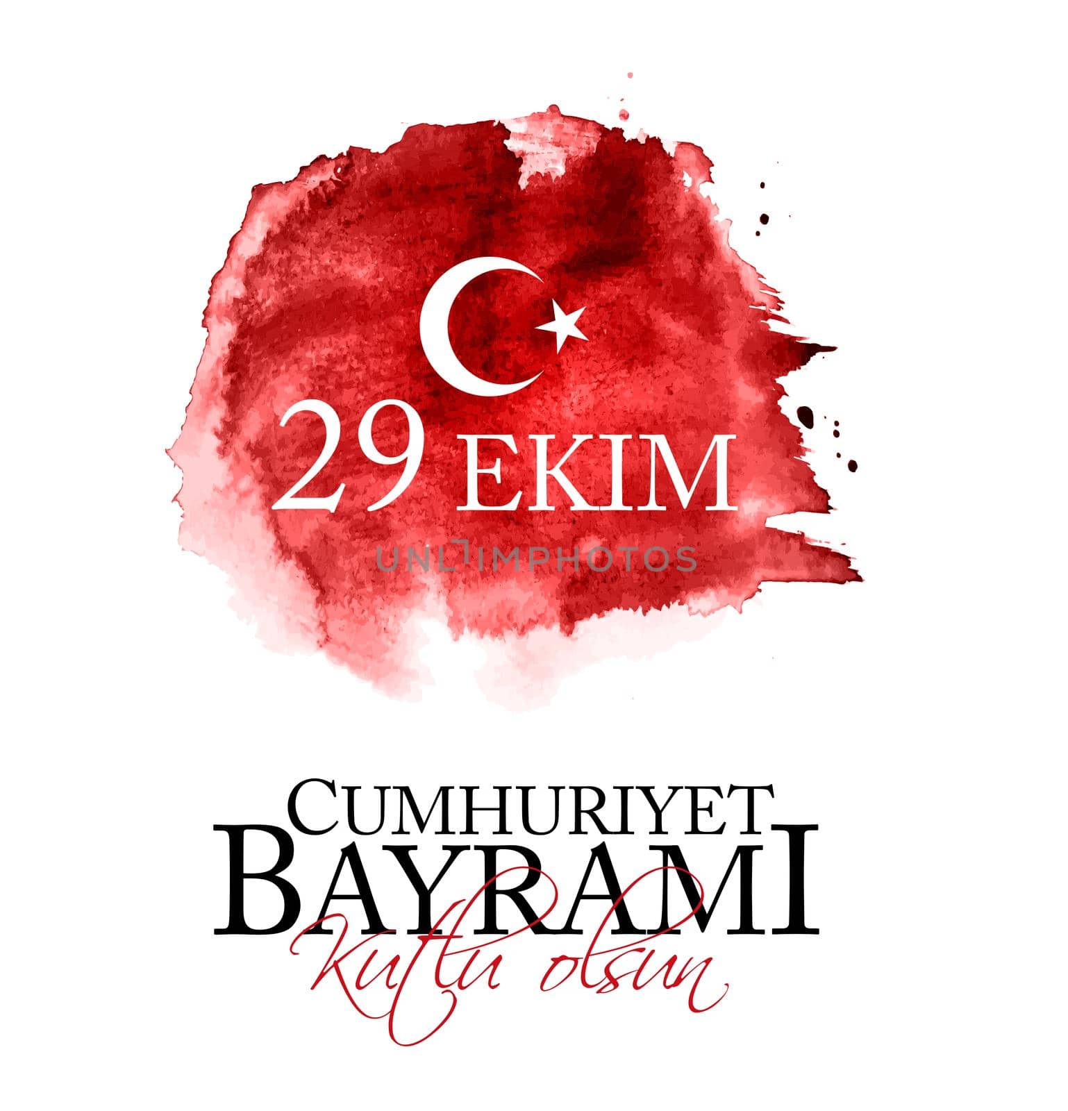 29 Ekim Cumhuriyet Bayrami kutlu olsun. Translation: 29 october Republic Day Turkey and the National Day in Turkey, Happy holiday. Vector Illustration EPS10