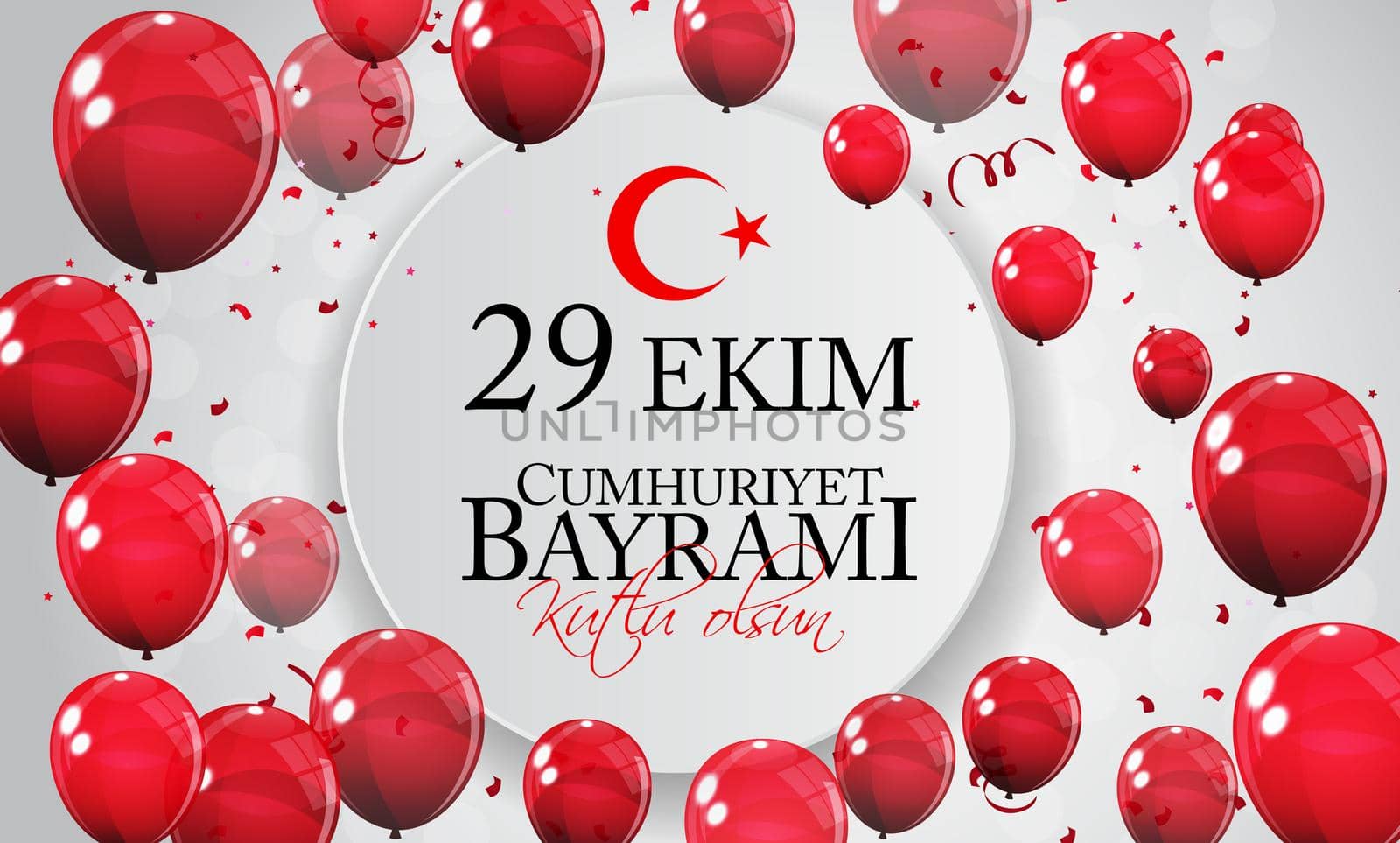 29 Ekim Cumhuriyet Bayrami kutlu olsun. Translation: 29 october Republic Day Turkey and the National Day in Turkey, Happy holiday. Vector Illustration EPS10