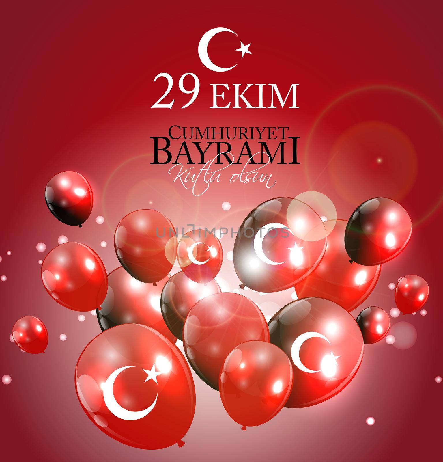 29 Ekim Cumhuriyet Bayrami kutlu olsun. Translation: 29 october Republic Day Turkey and the National Day in Turkey, Happy holiday. Vector Illustration EPS10