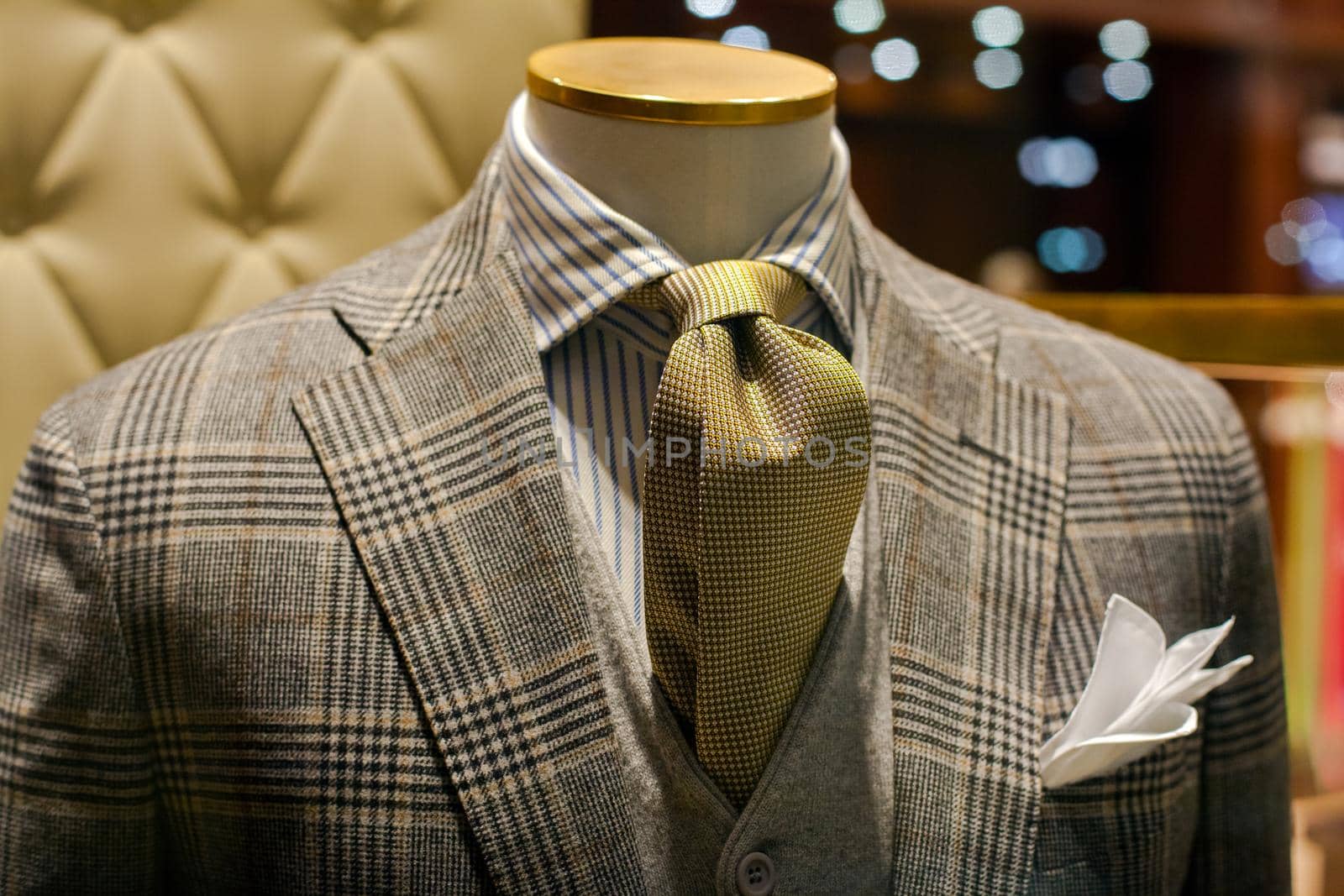 Close up of male suit exposed in the clothes shop