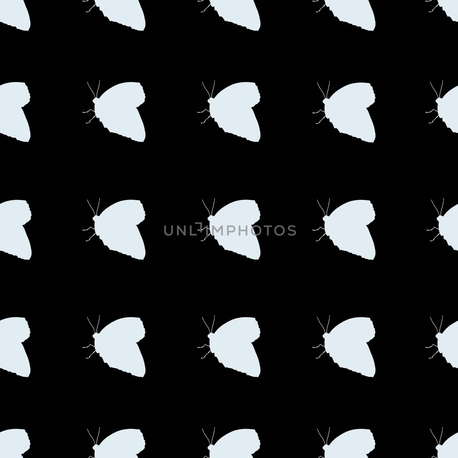 Butterfly Silhouette Seamless Repeat Pattern Background. Black and White Butterfly Silhouettes Digital Paper.