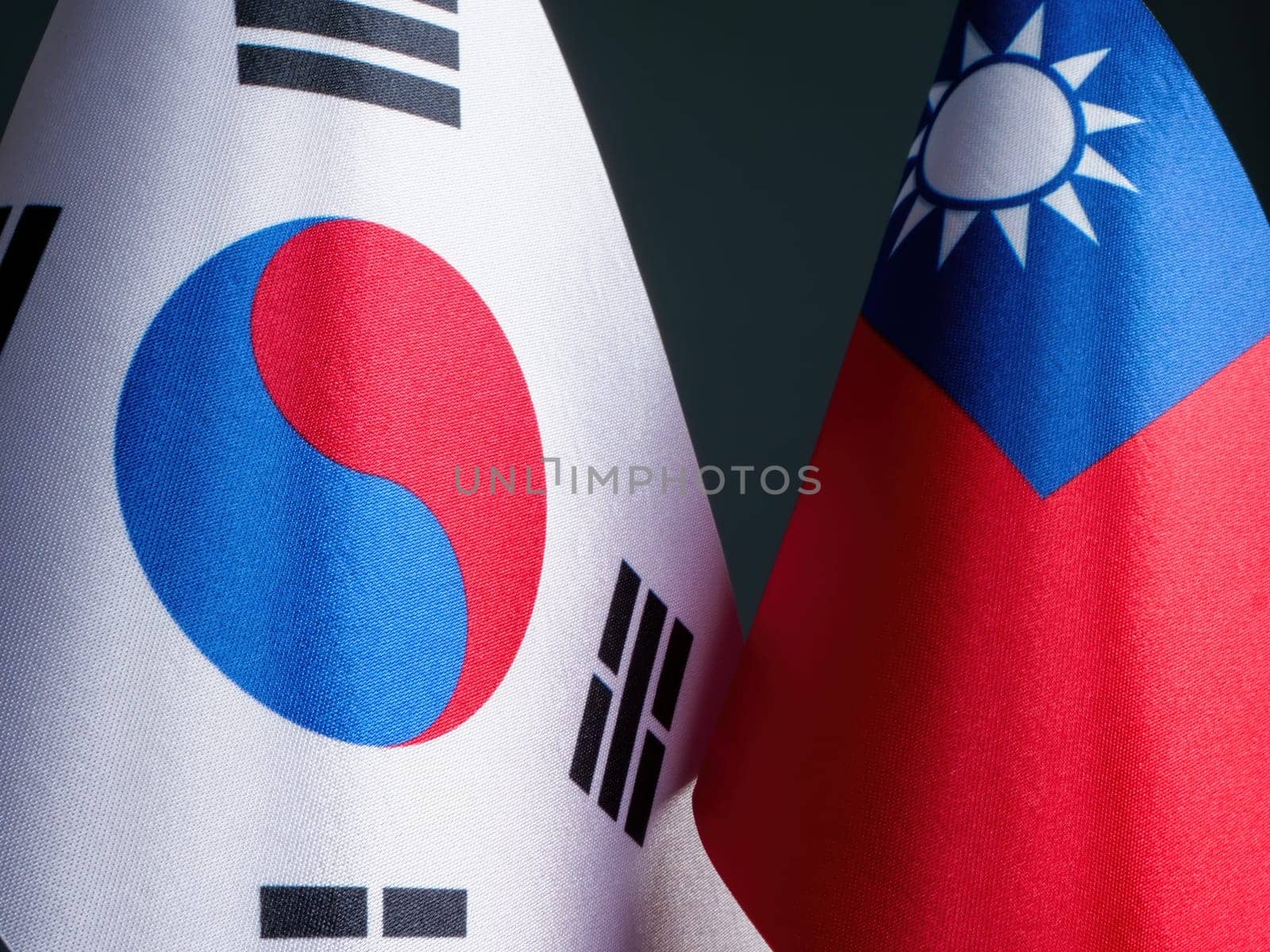 Small Flags of South Korea and Taiwan side by side.