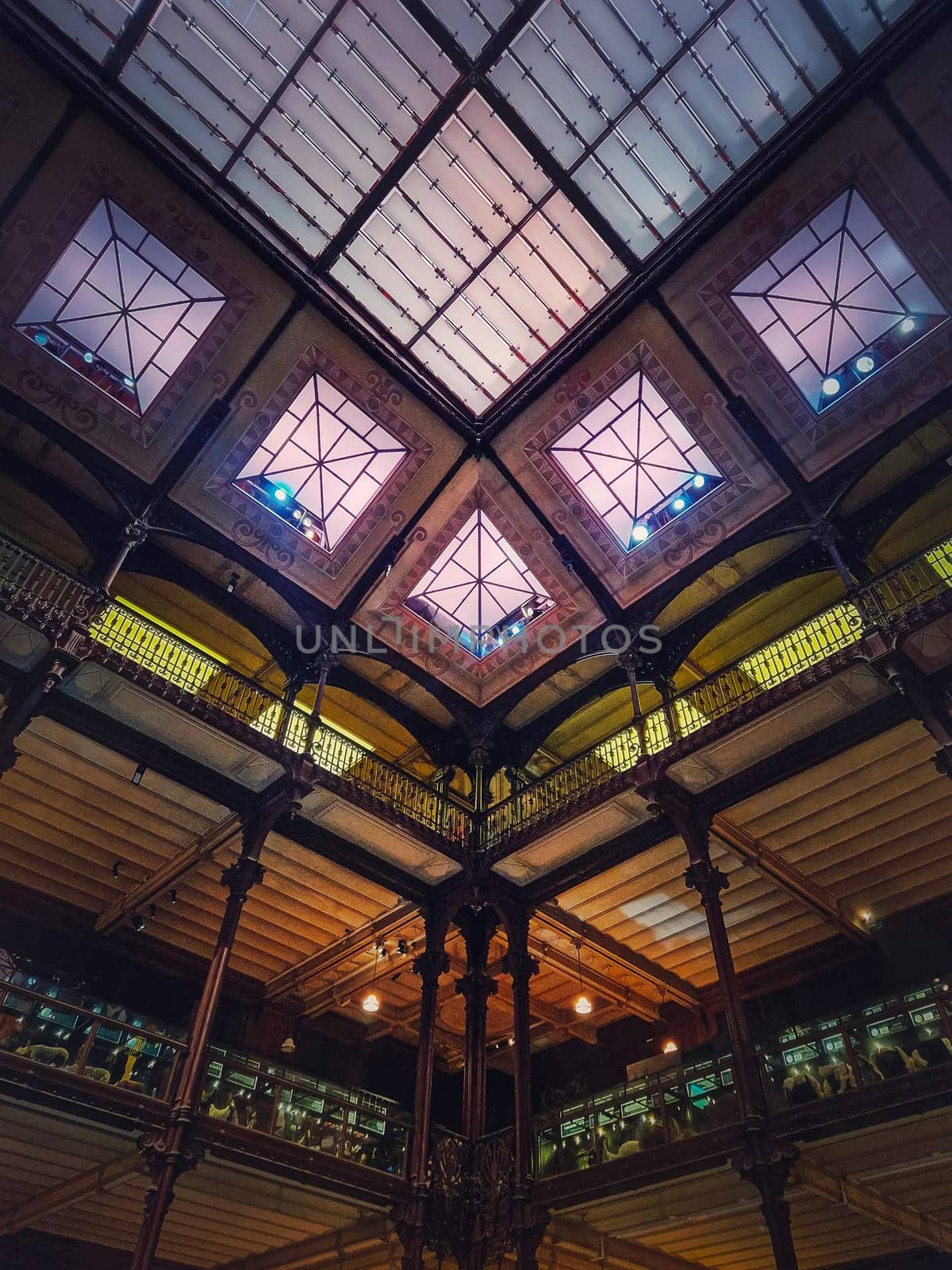 Architectural details of the glowing glass ceiling inside the Museum of Natural History, Paris, France by psychoshadow