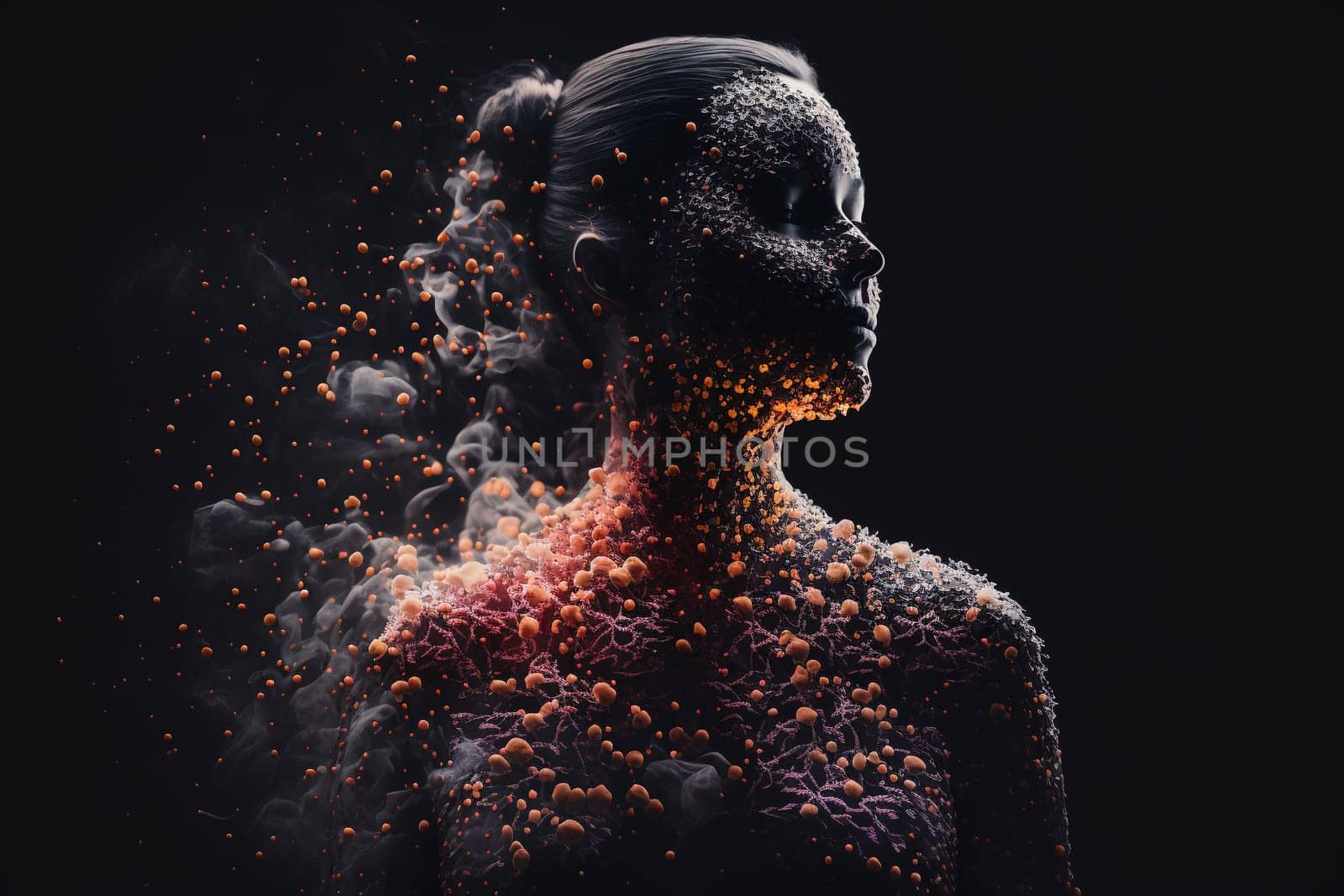 Oncology. Cancer cells. Chemotherapy. treatment for malignant in a human body caused by carcinogens and genetics with a cancerous cell as an immunotherapy symbol and medical therapy.