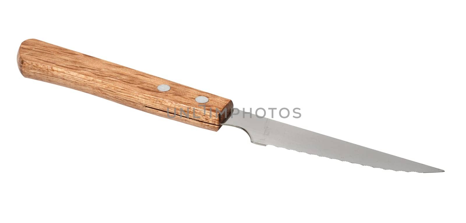 Table knife with a wooden handle on a white isolated background by ndanko