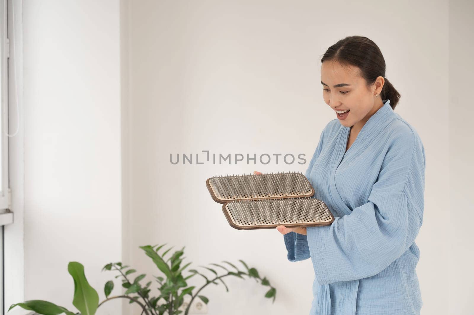 Portrait of asian woman with sadhu boards