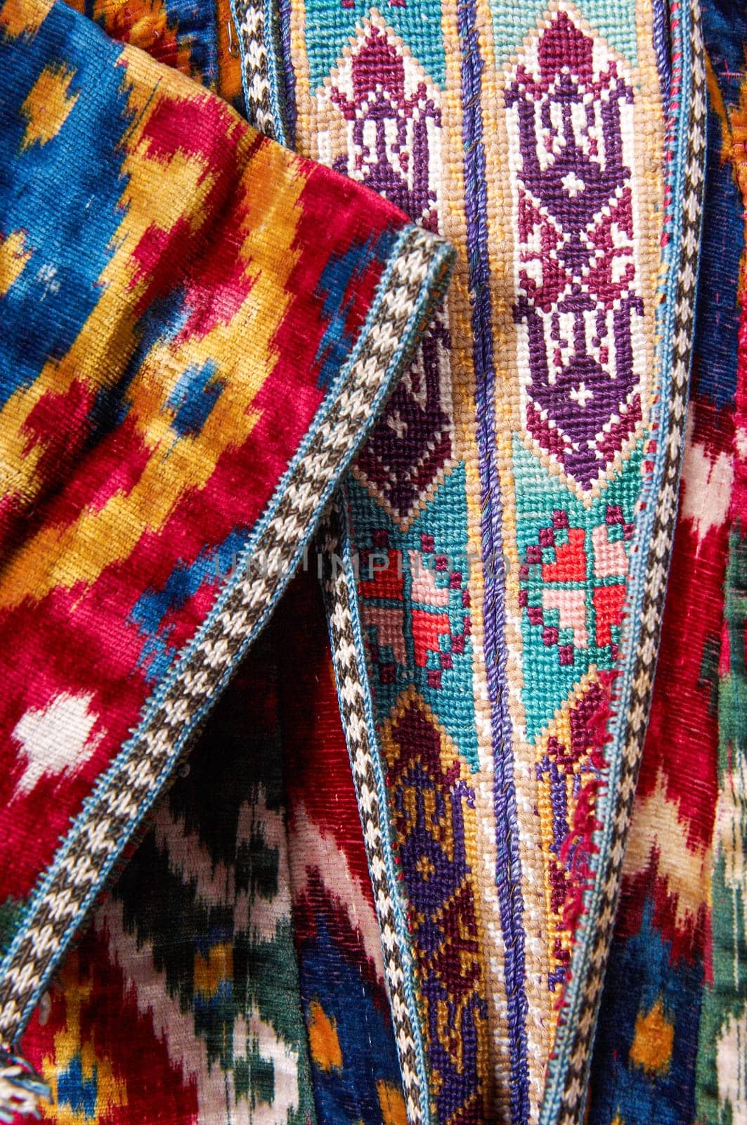 The decorative elements and ornaments on the national clothes of Uzbekistan