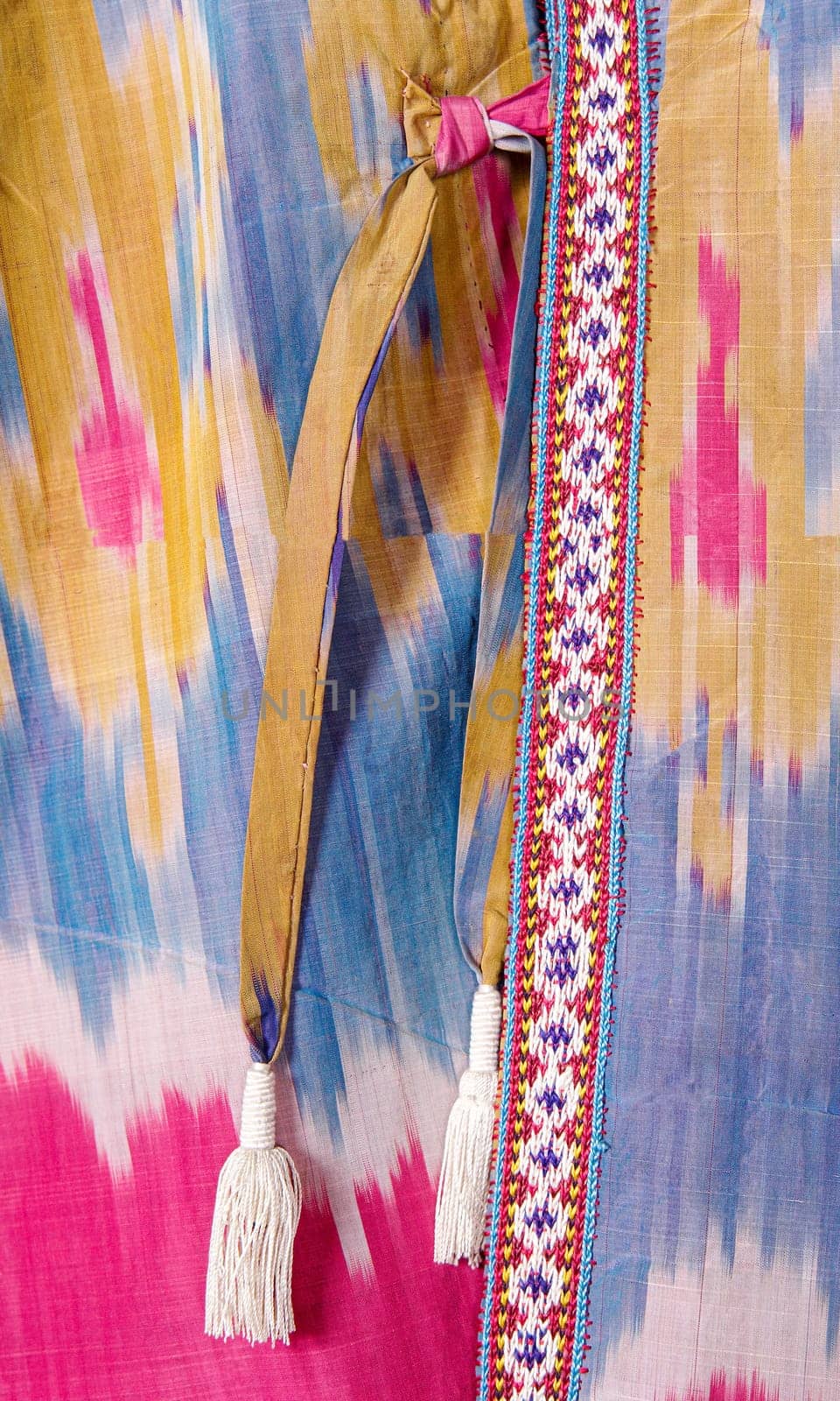 The decorative elements and ornaments on the national clothes of Uzbekistan