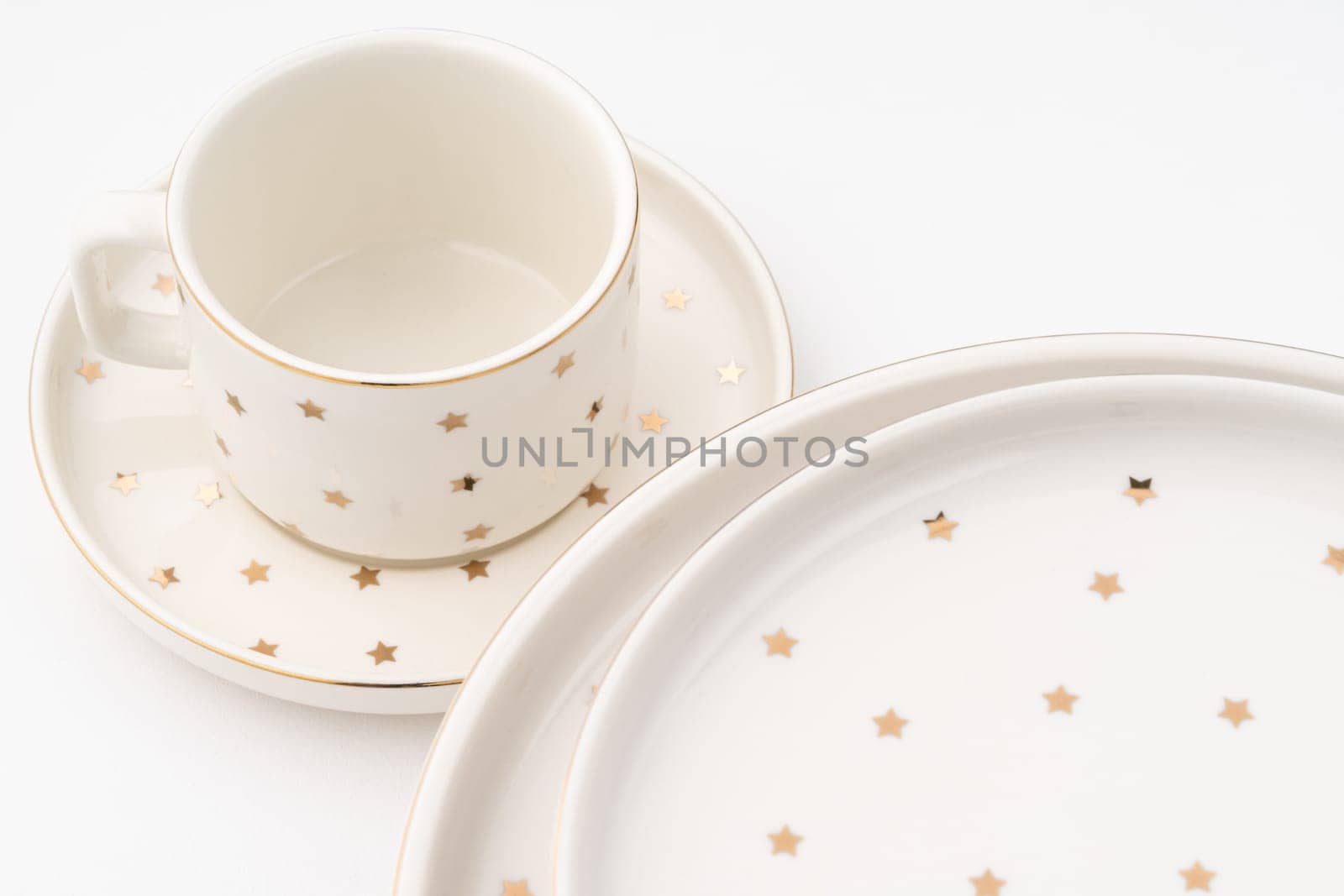 A set of ceramic tableware isolated on white background by A_Karim