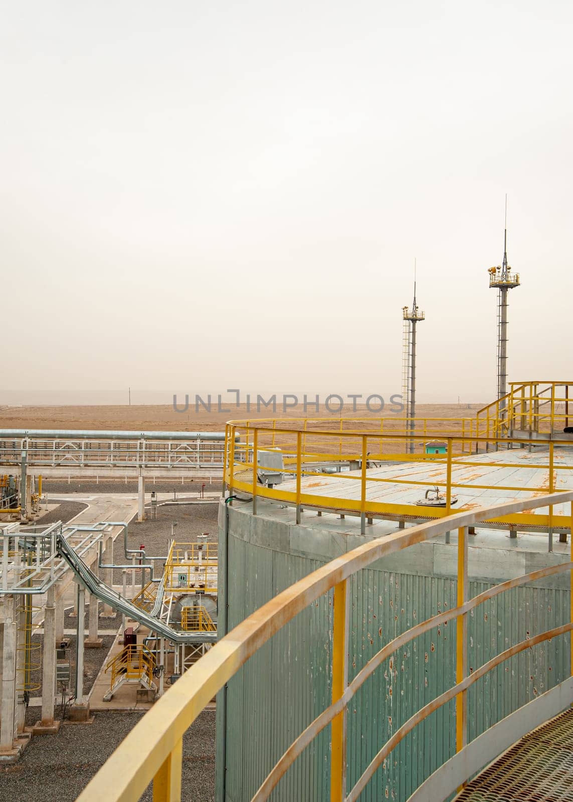 An oil and gas engineering and industrial construction. Panorama of the factory