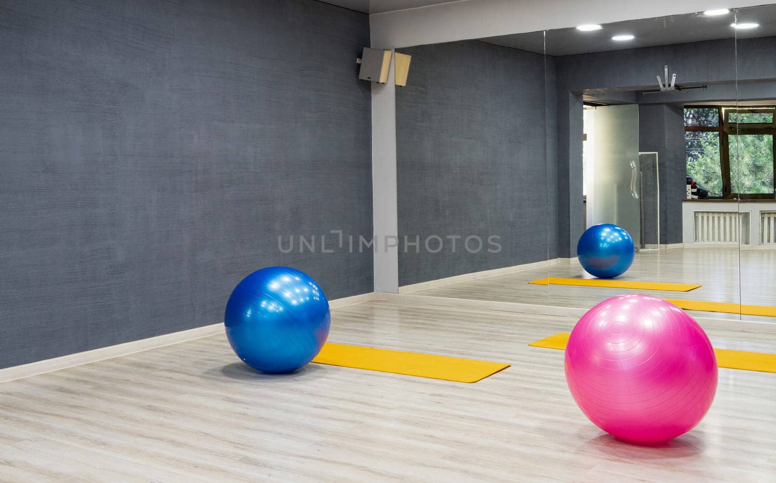The exercise balls in the sports complex