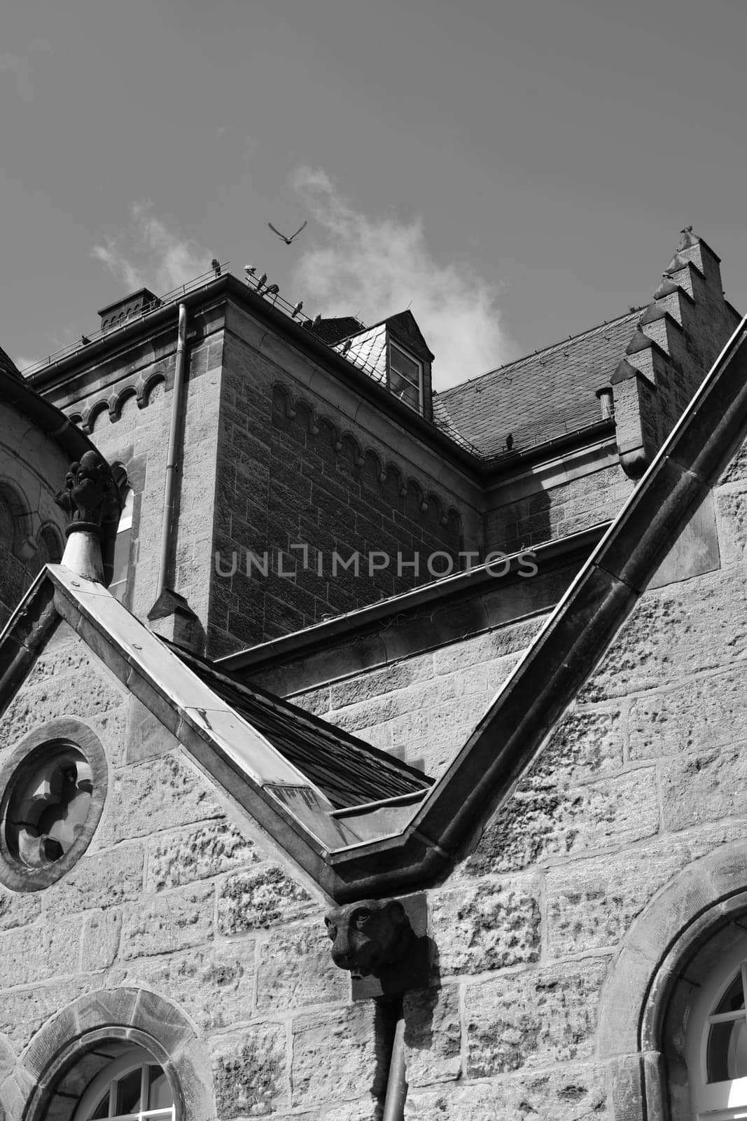 Vertical shot of the former Realschule Hoher Weg in Goslar, Germany