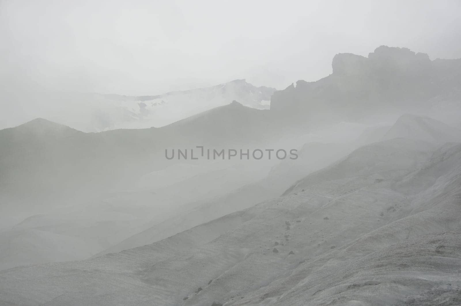 Falljokull glacier in the fog in Iceland