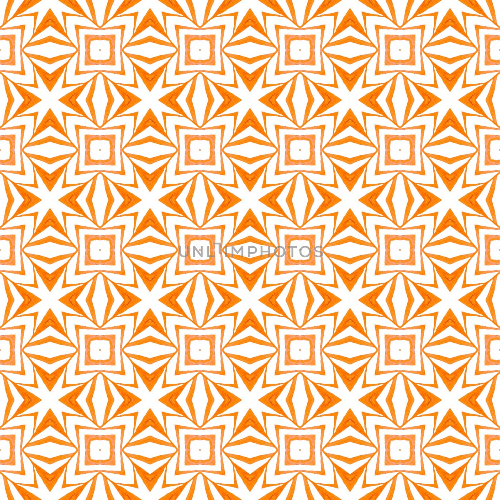 Textile ready precious print, swimwear fabric, wallpaper, wrapping. Orange fair boho chic summer design. Ethnic hand painted pattern. Watercolor summer ethnic border pattern.