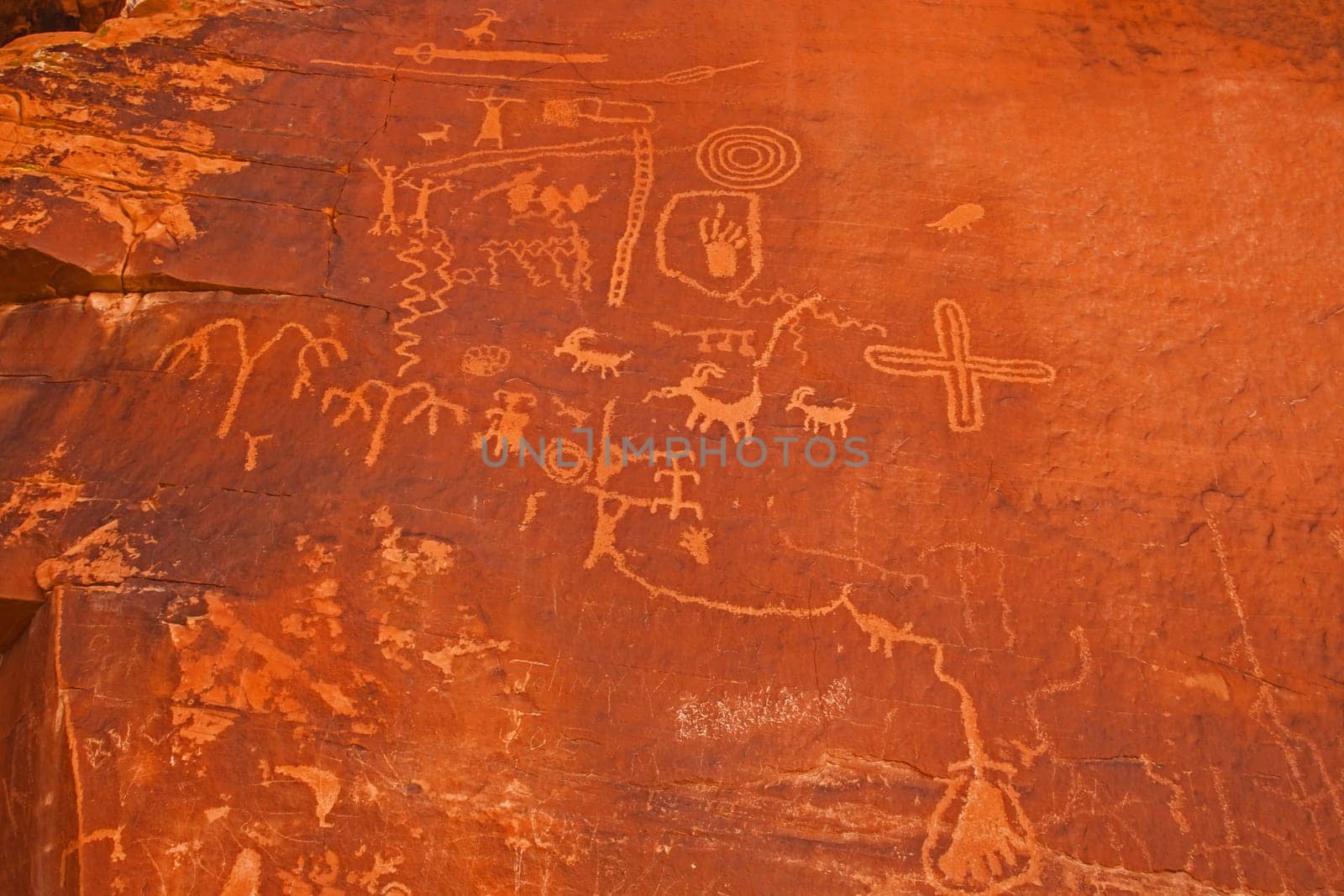 Historical Petroglyphs in the Valley of Fire State Park in Nevada, USA